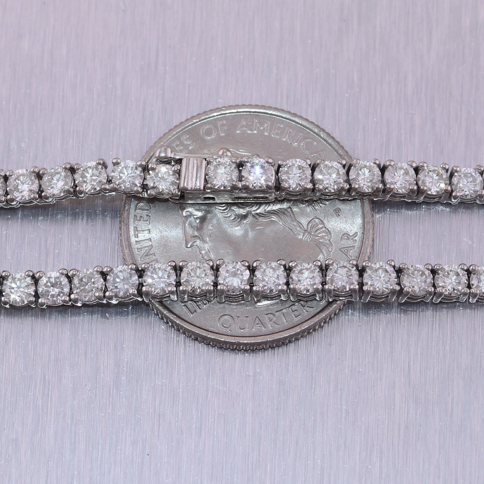 14k White Gold 15ctw Diamond Tennis 21" Necklace