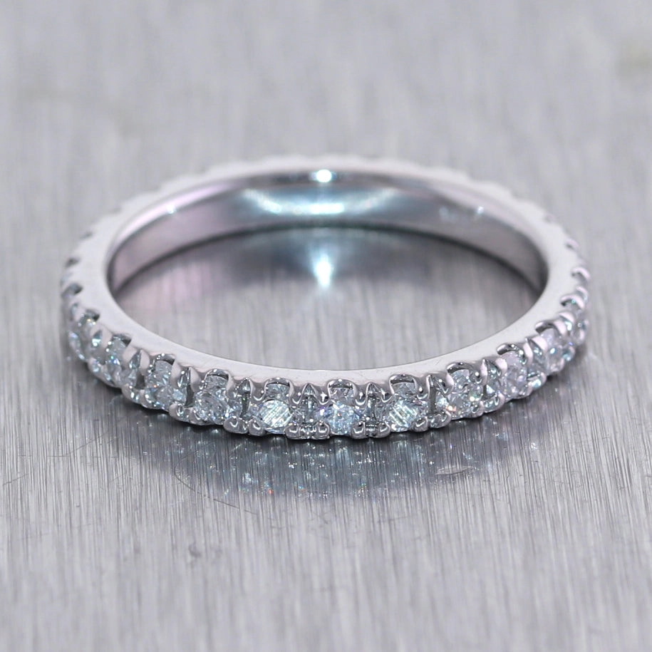 14k White Gold 1ctw Round Cut Diamond Eternity Band Ring