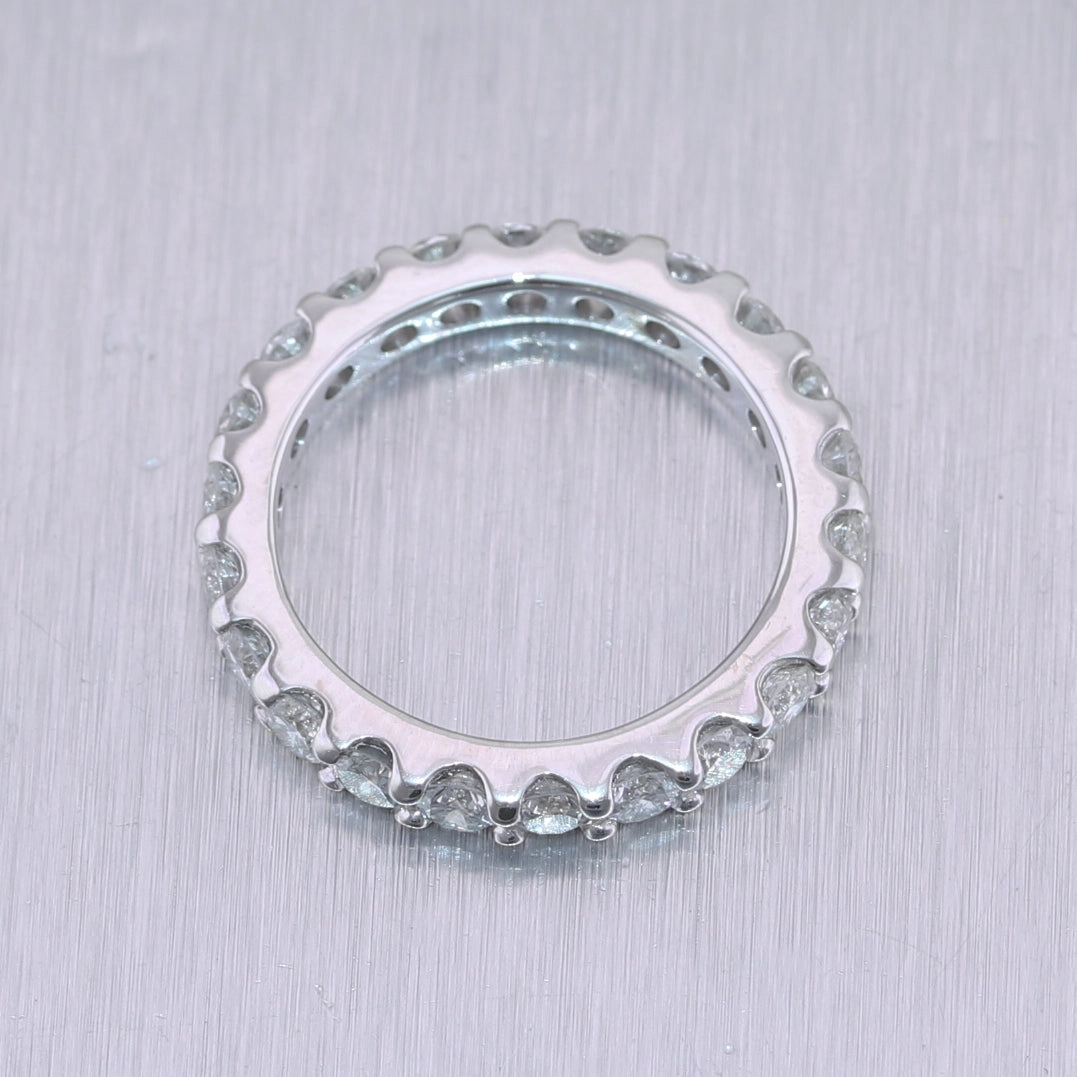 14k White Gold 2.20ctw Diamond Eternity Wedding Band Ring