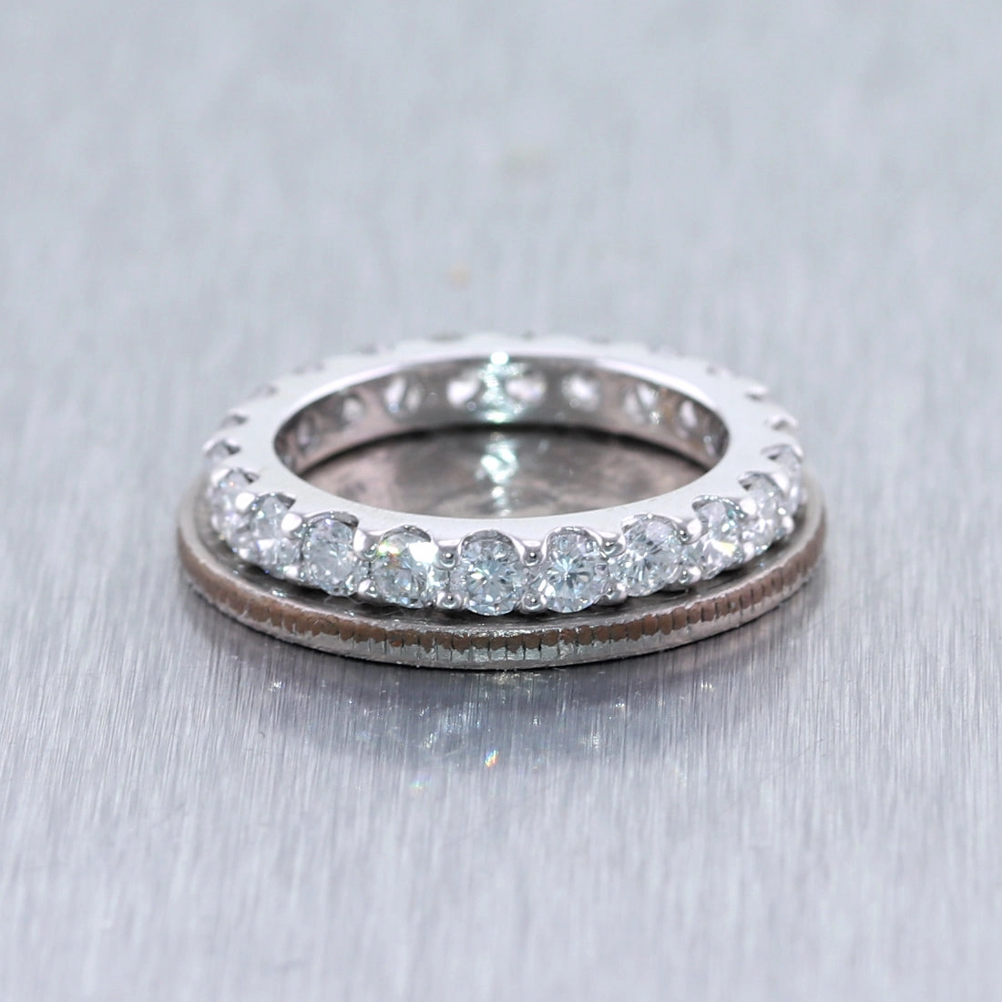 14k White Gold 2.20ctw Diamond Eternity Wedding Band Ring