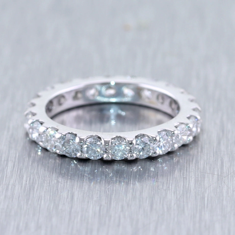 14k White Gold 2.20ctw Diamond Eternity Wedding Band Ring