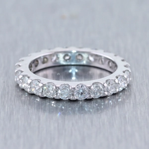 14k White Gold 2.20ctw Diamond Eternity Wedding Band Ring
