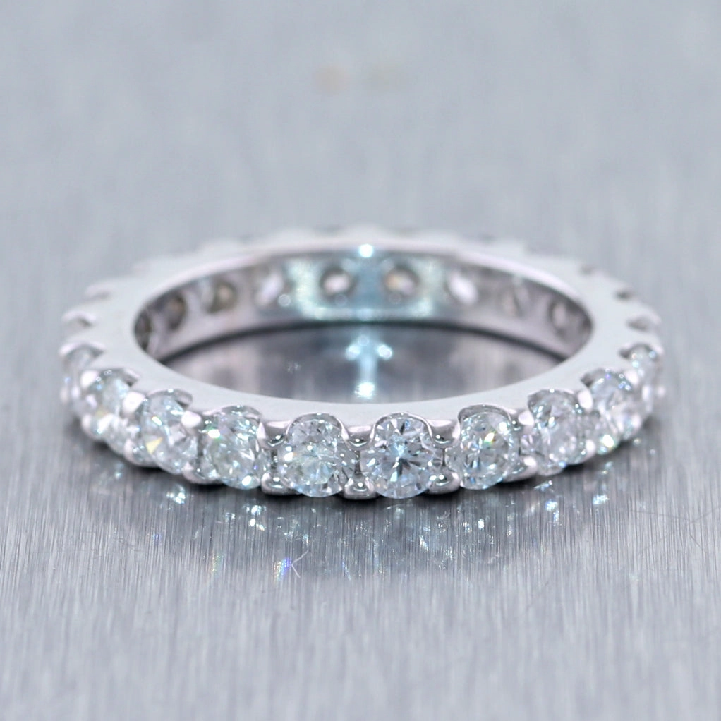14k White Gold 2.20ctw Diamond Eternity Wedding Band Ring