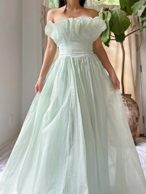 1950s Dotted Organdy Dress - S