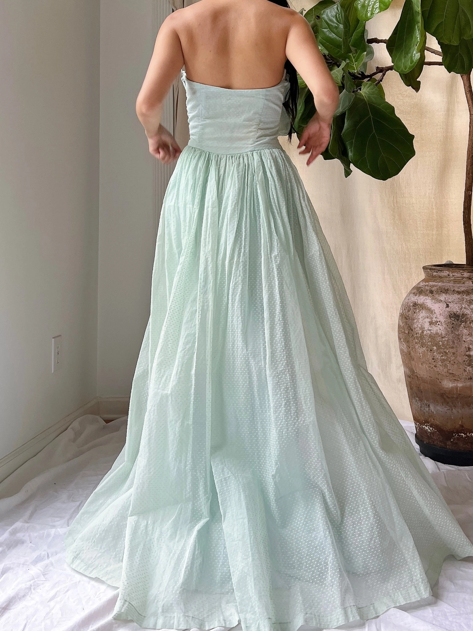 1950s Dotted Organdy Dress - S