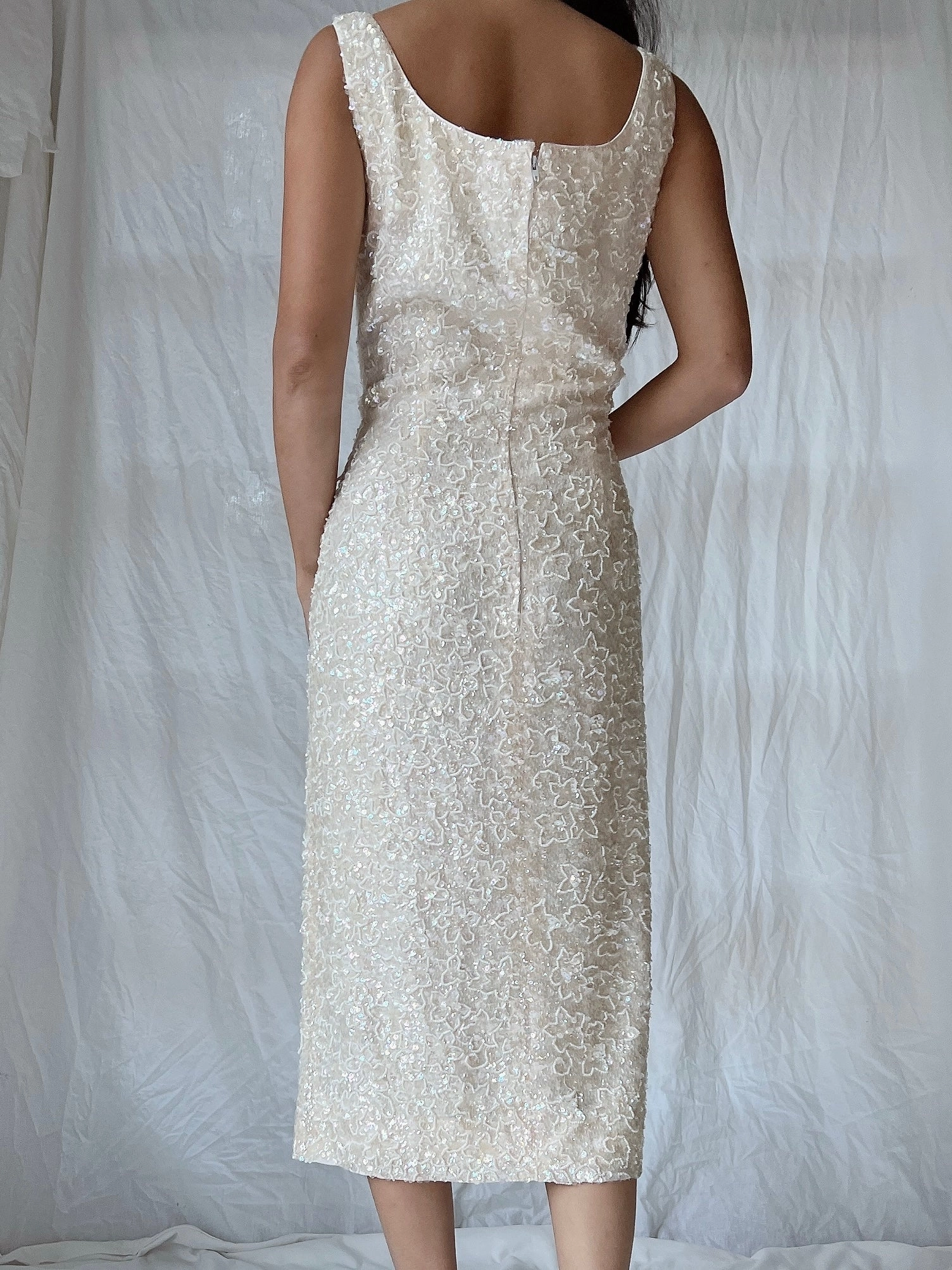 1950s Sequins Beaded Dress - M