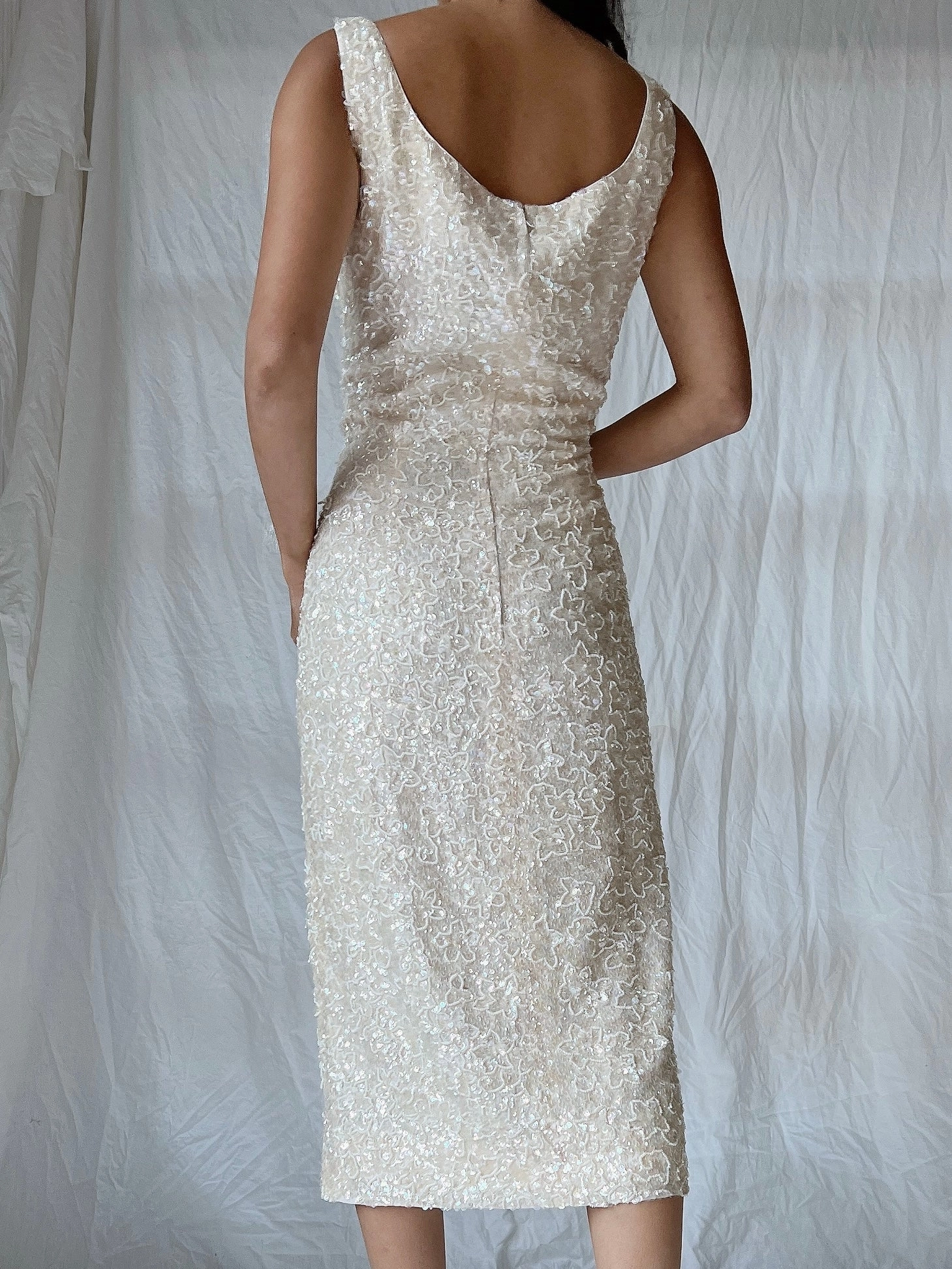 1950s Sequins Beaded Dress - M