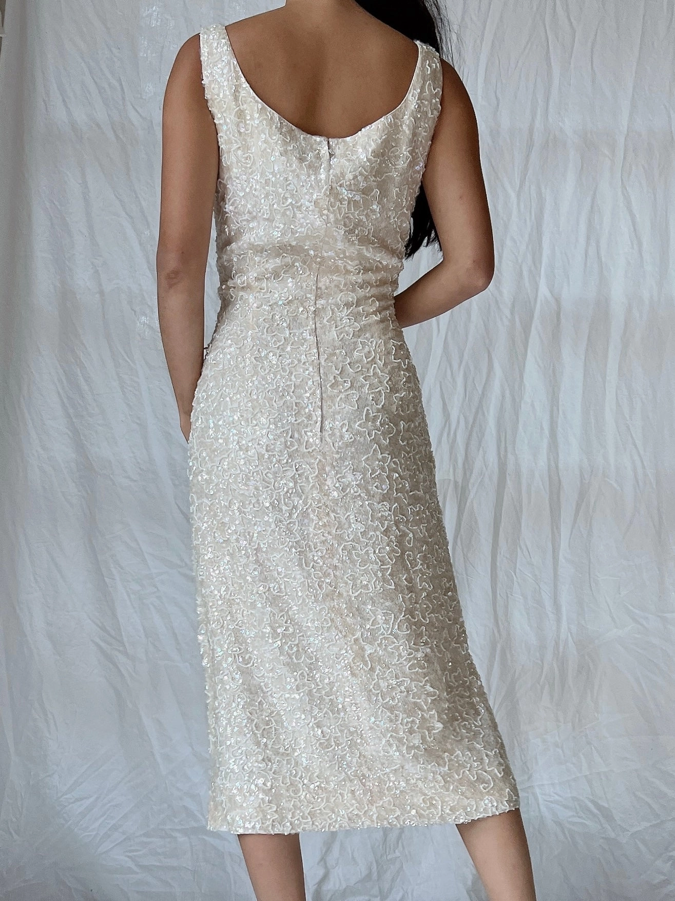 1950s Sequins Beaded Dress - M