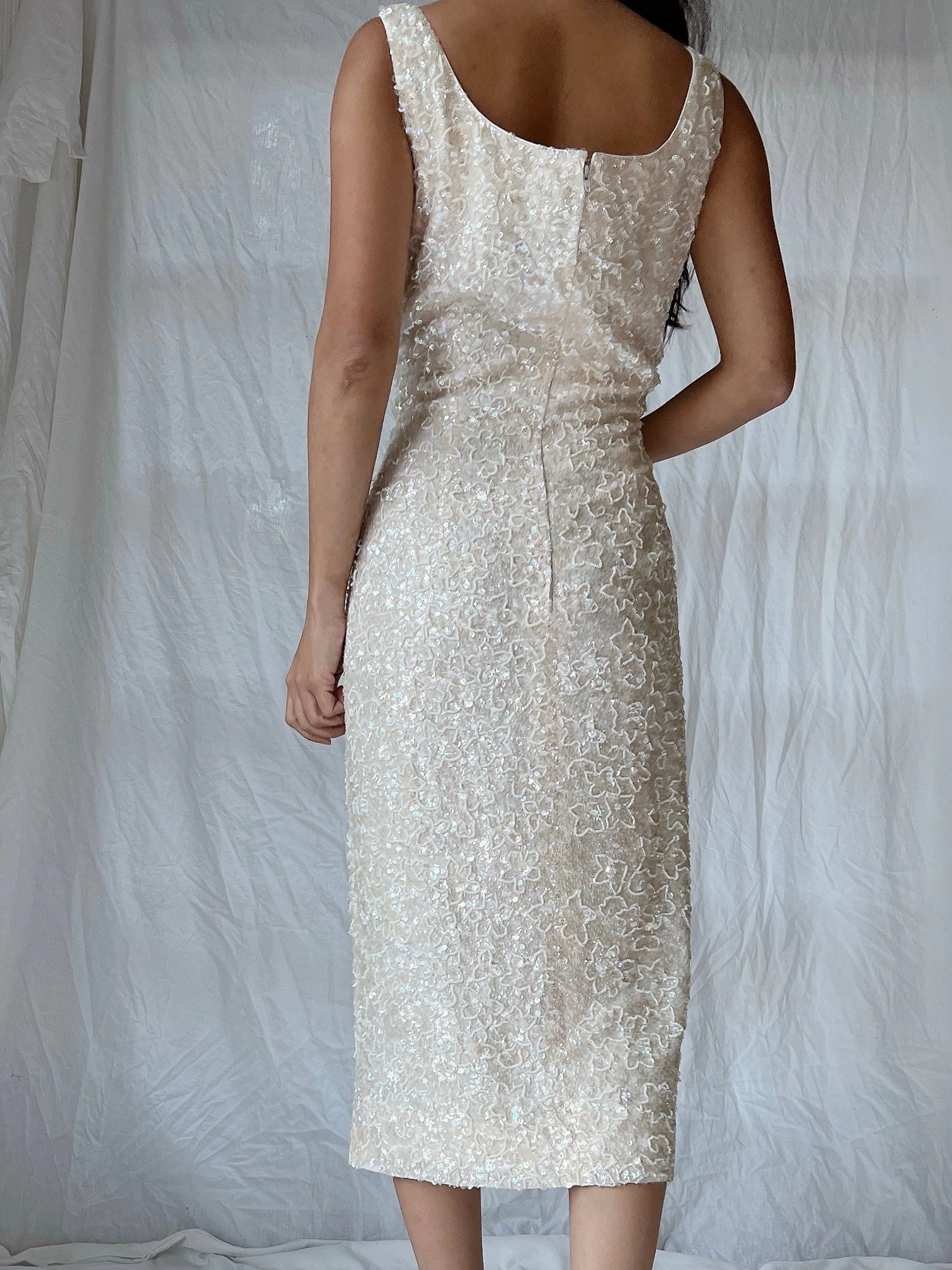 1950s Sequins Beaded Dress - M