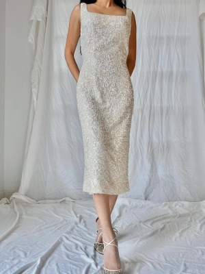 1950s Sequins Beaded Dress - M