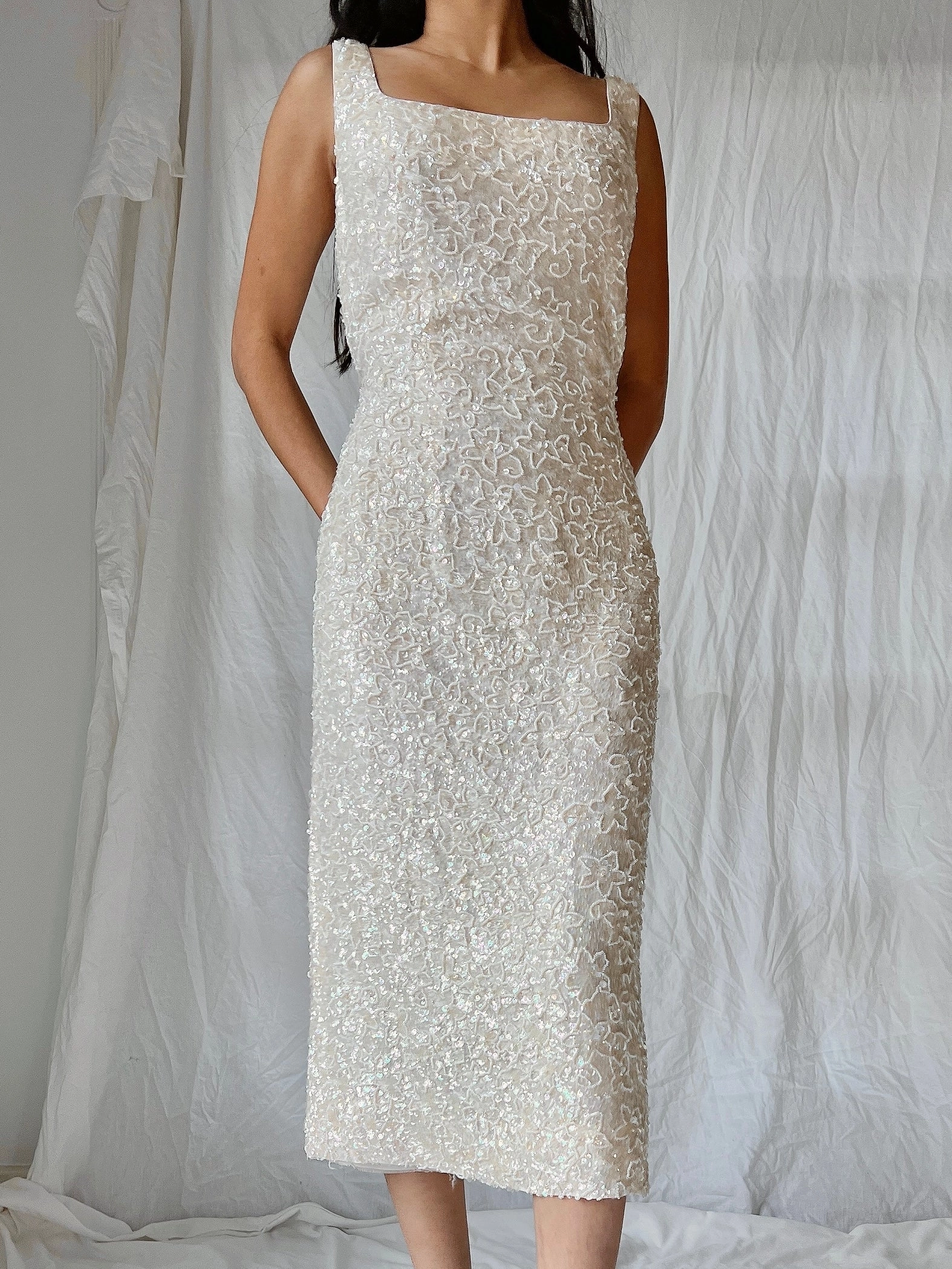 1950s Sequins Beaded Dress - M