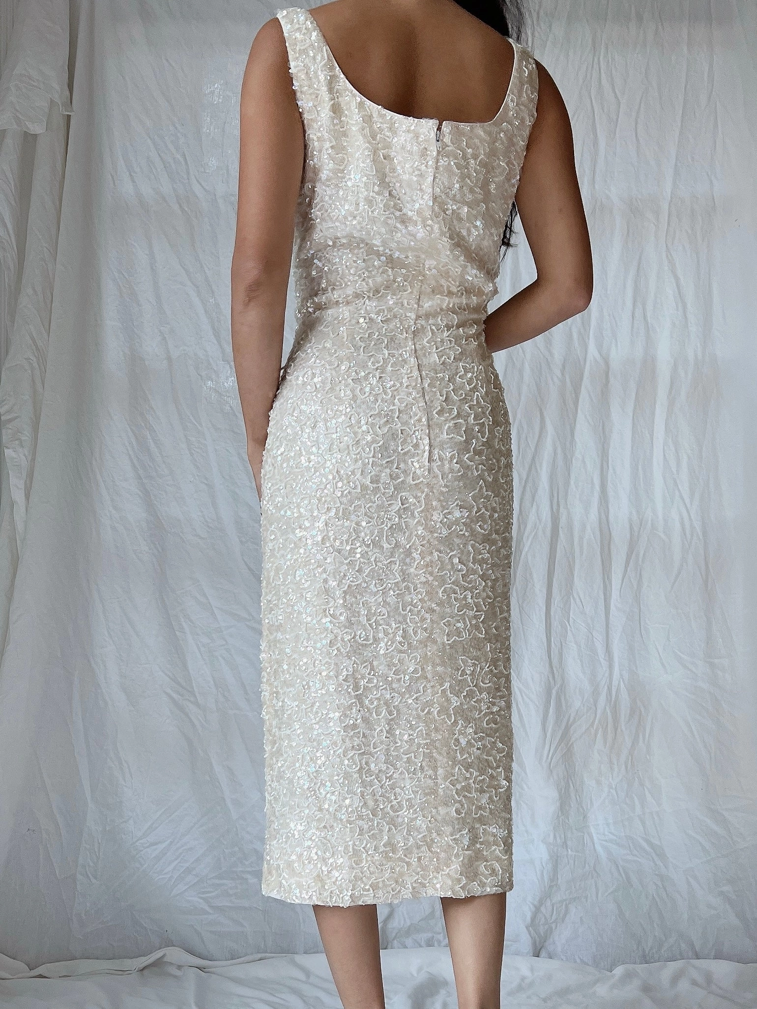 1950s Sequins Beaded Dress - M
