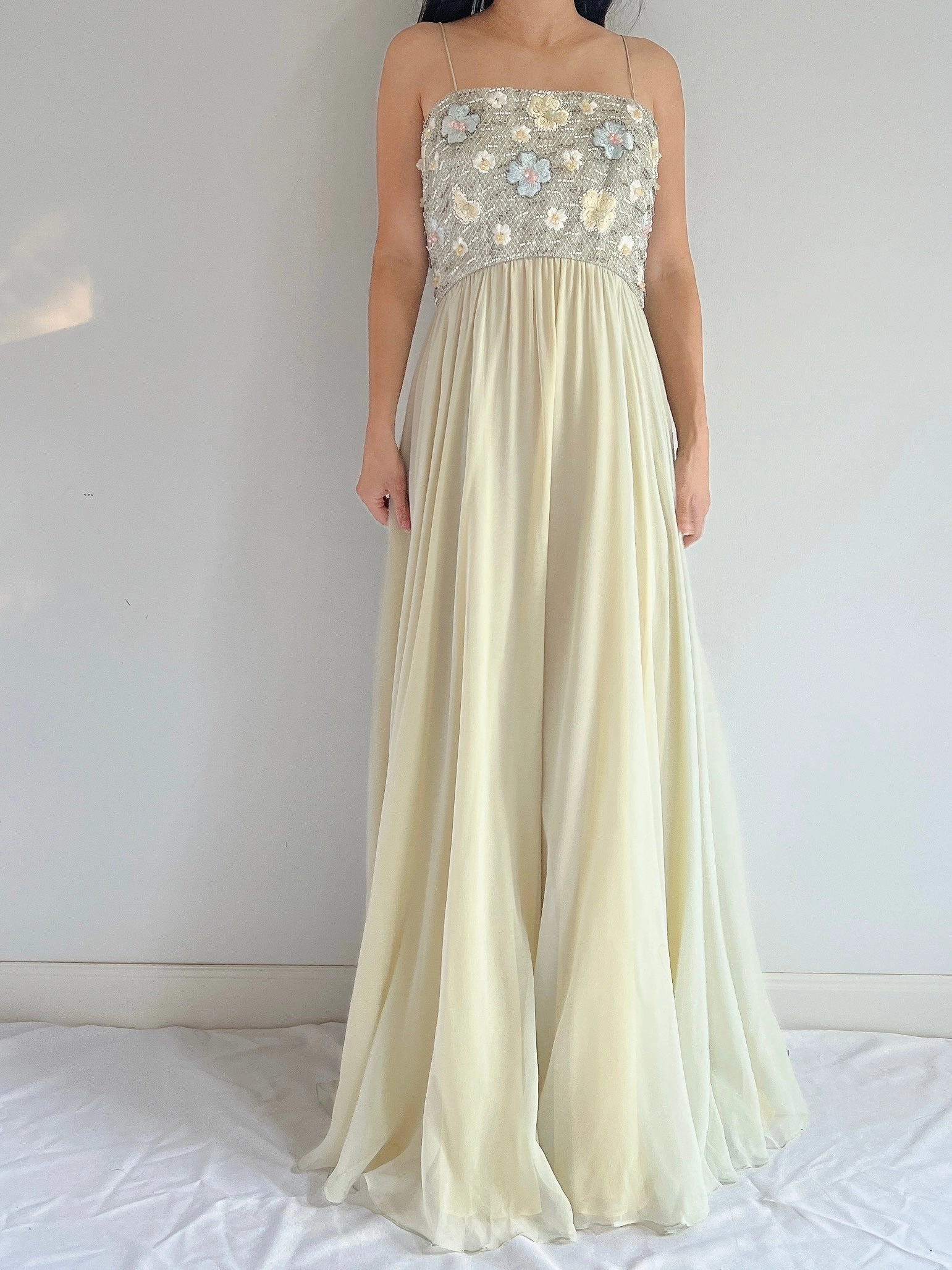 1960s Malcolm Starr Silk Beaded Gown - M