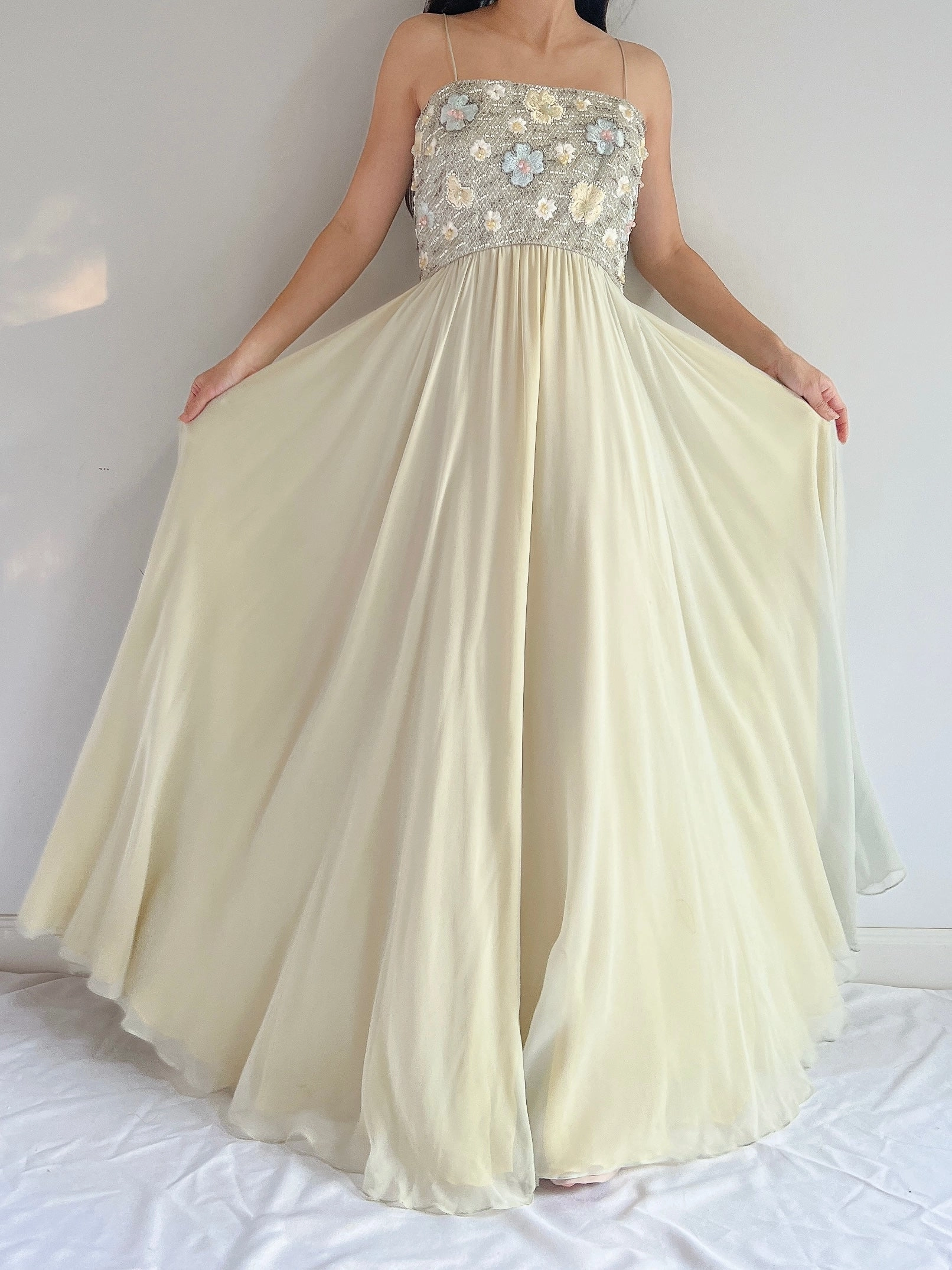 1960s Malcolm Starr Silk Beaded Gown - M