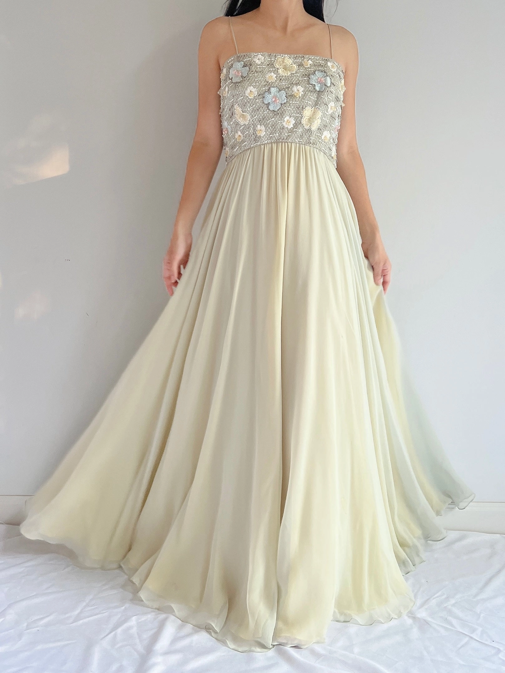 1960s Malcolm Starr Silk Beaded Gown - M