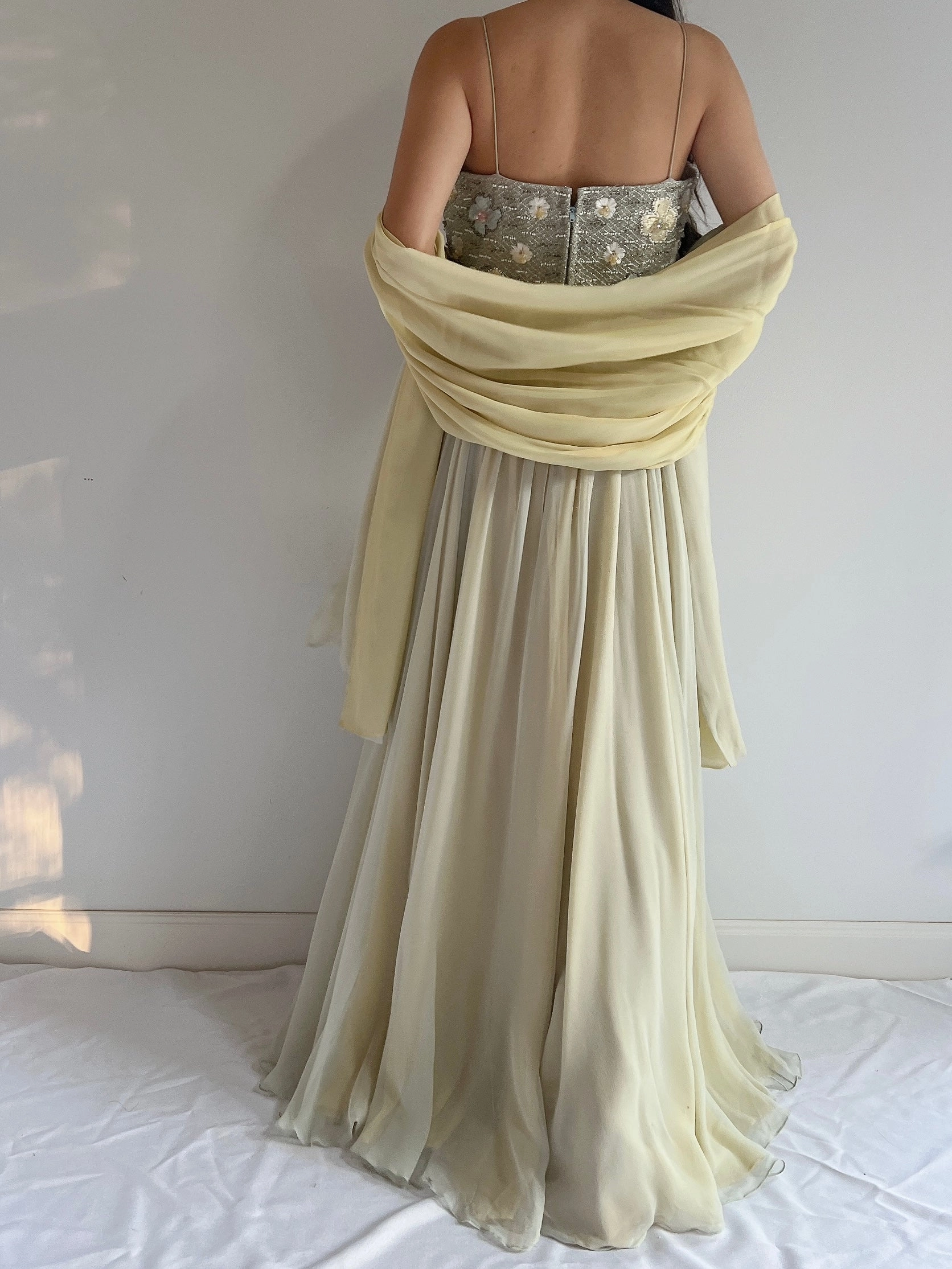 1960s Malcolm Starr Silk Beaded Gown - M