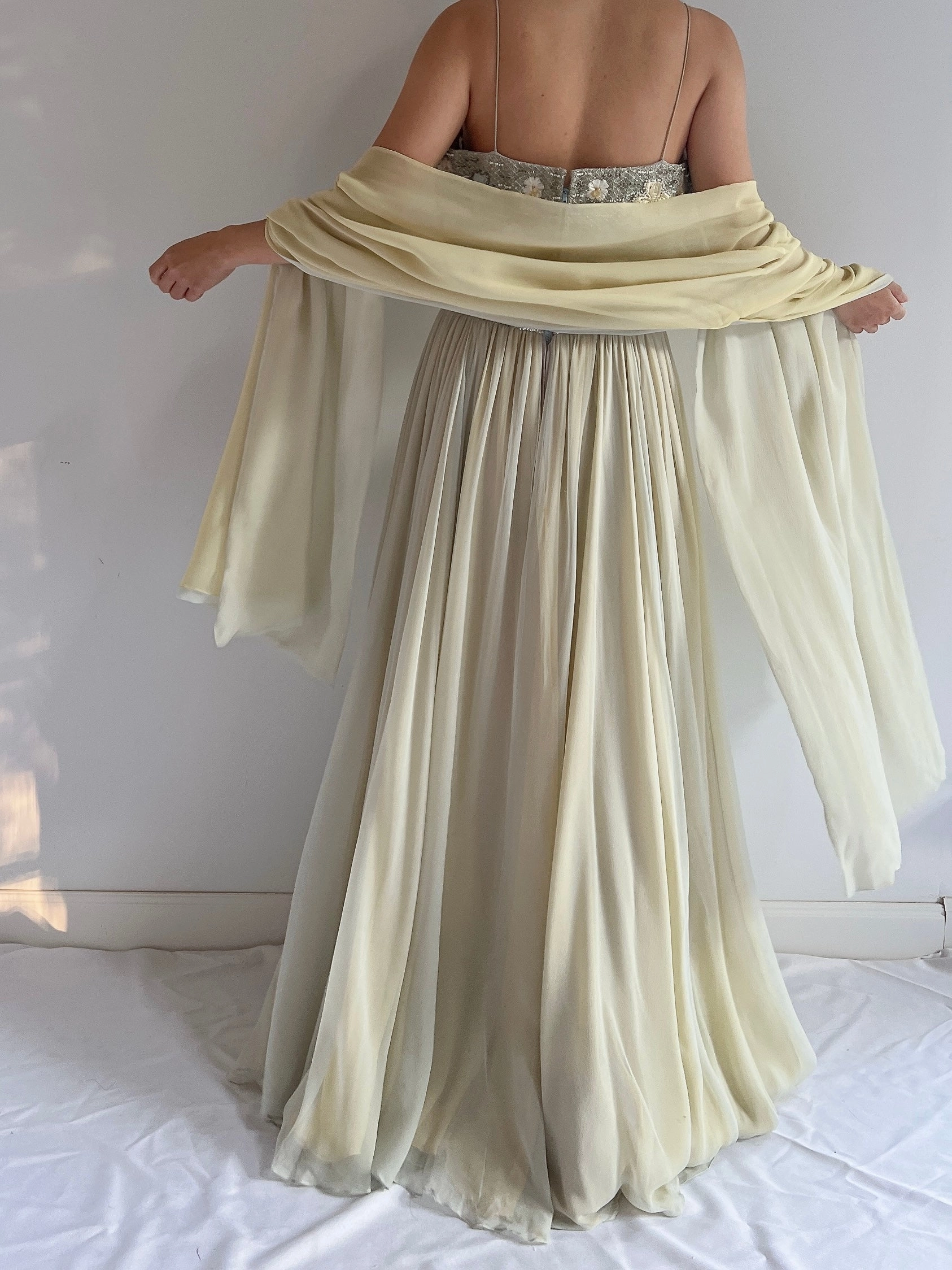 1960s Malcolm Starr Silk Beaded Gown - M