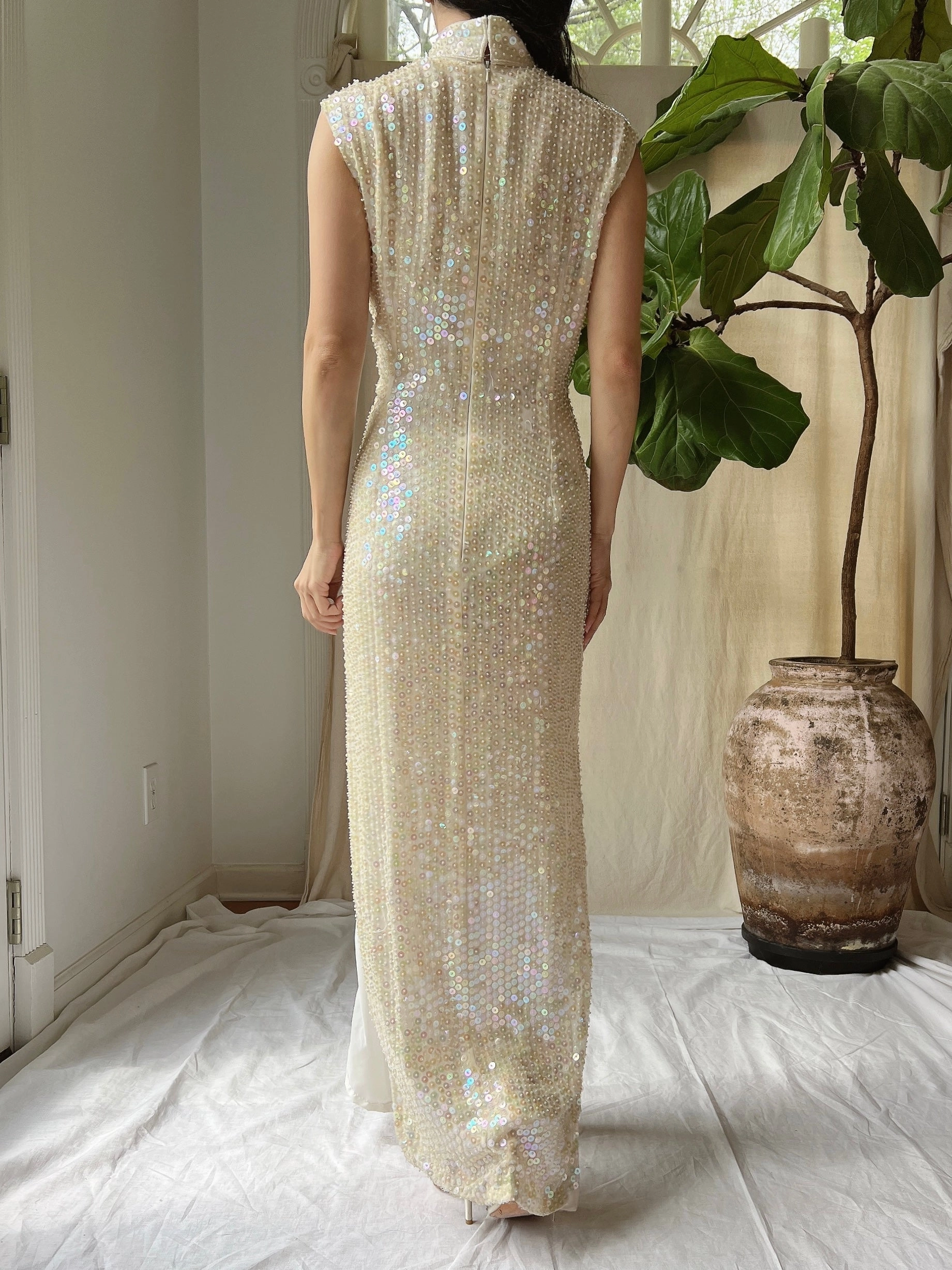 1960s Silk Sequins Qipao - M