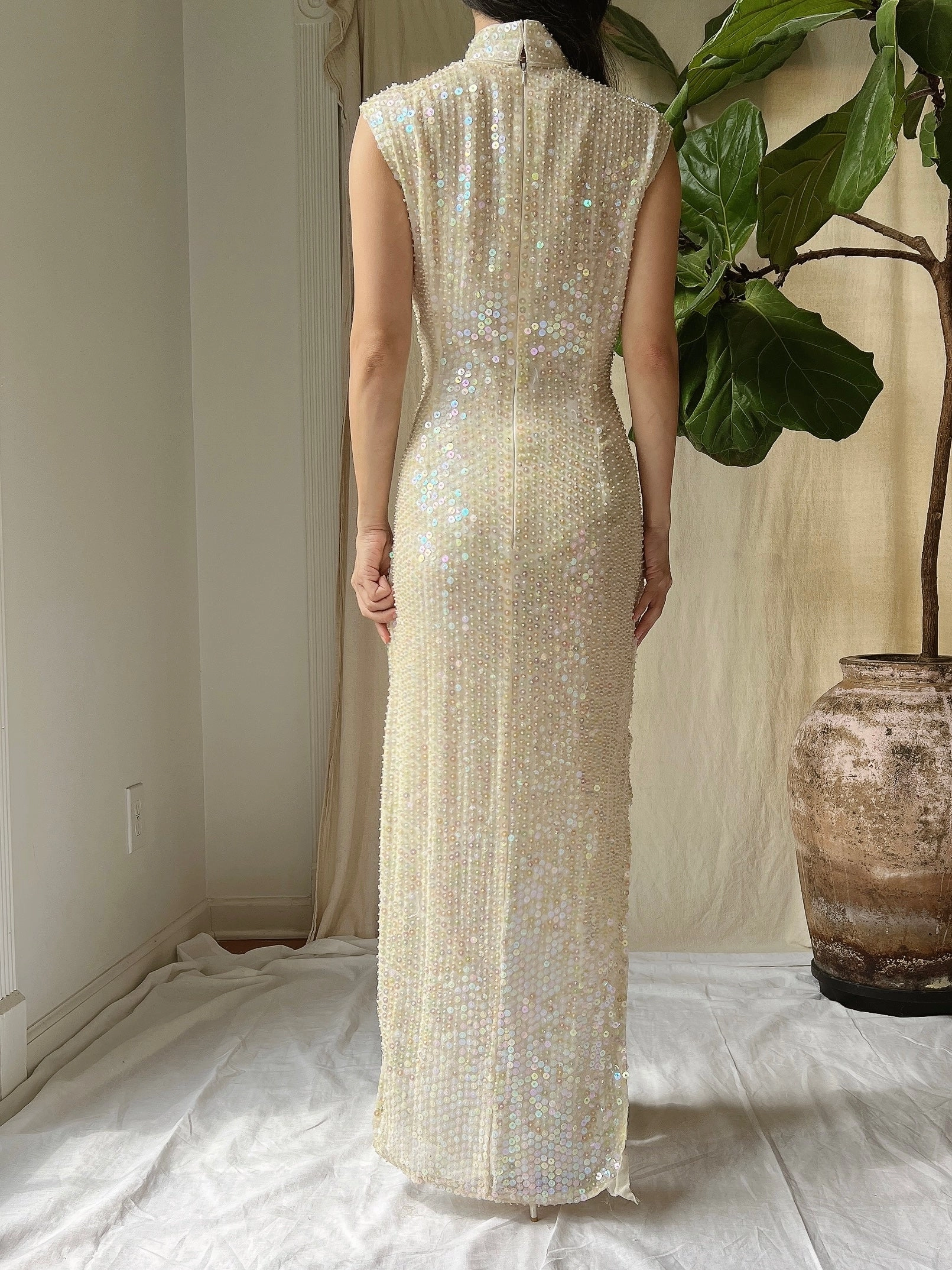 1960s Silk Sequins Qipao - M