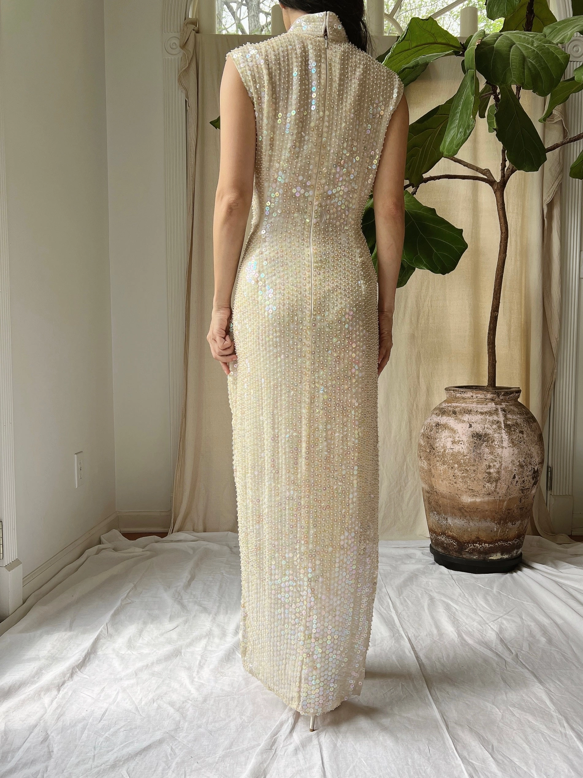 1960s Silk Sequins Qipao - M