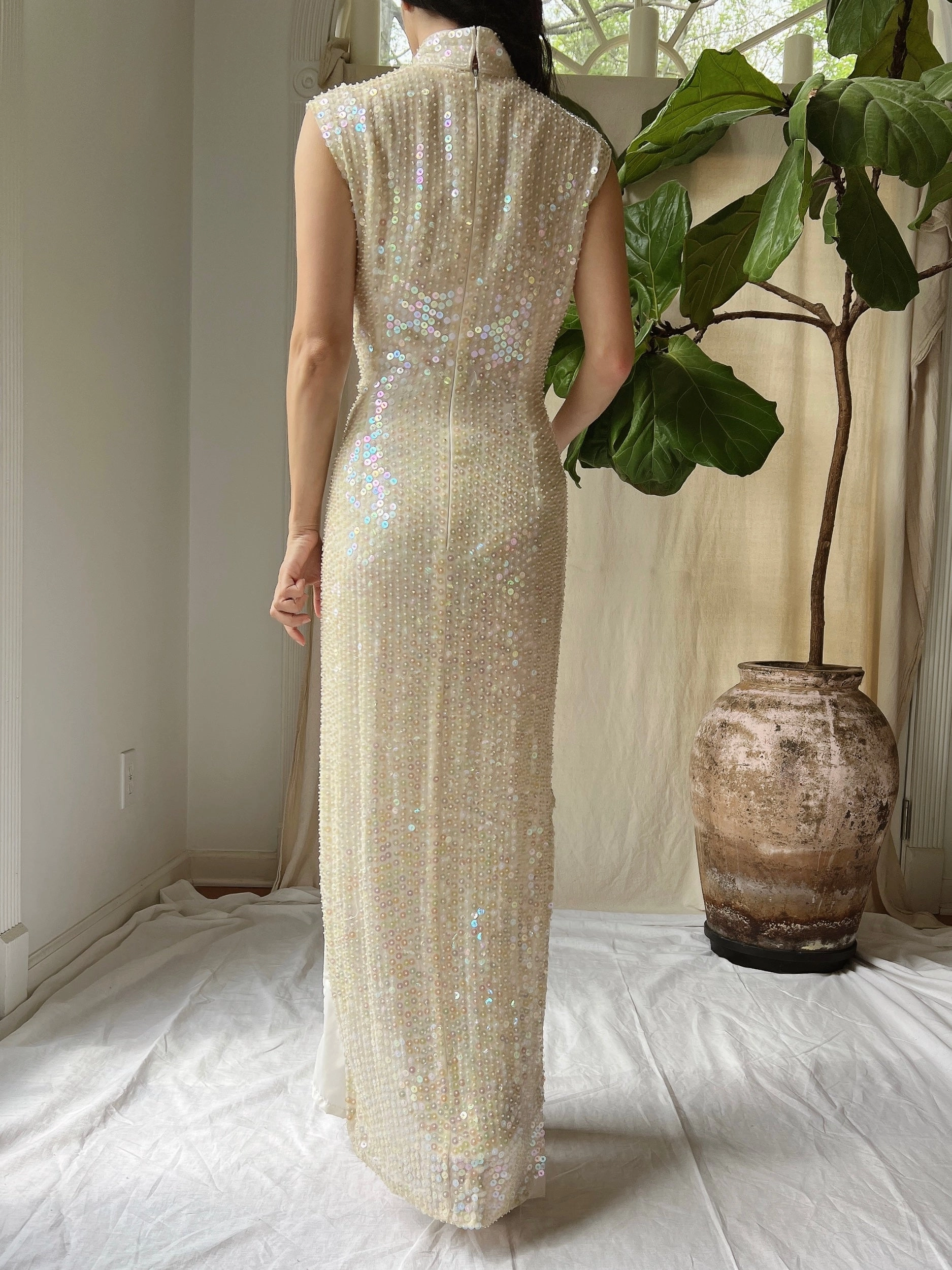 1960s Silk Sequins Qipao - M