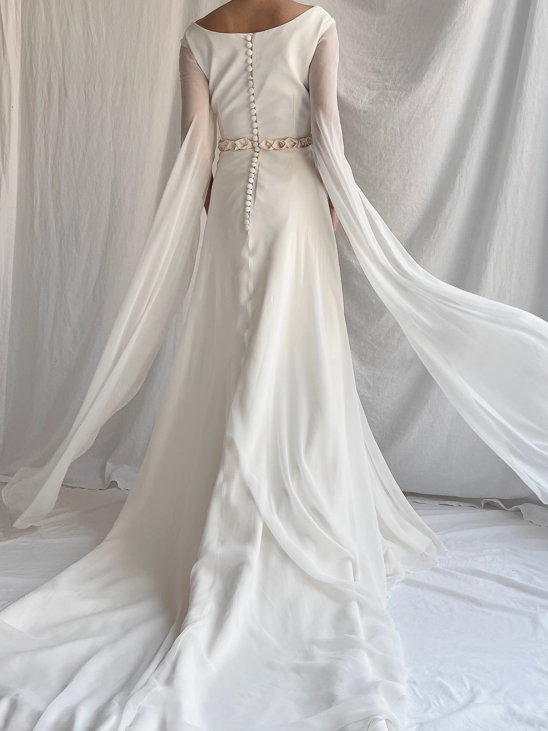 1990s Pronovias Chiffon Gown - S/M
