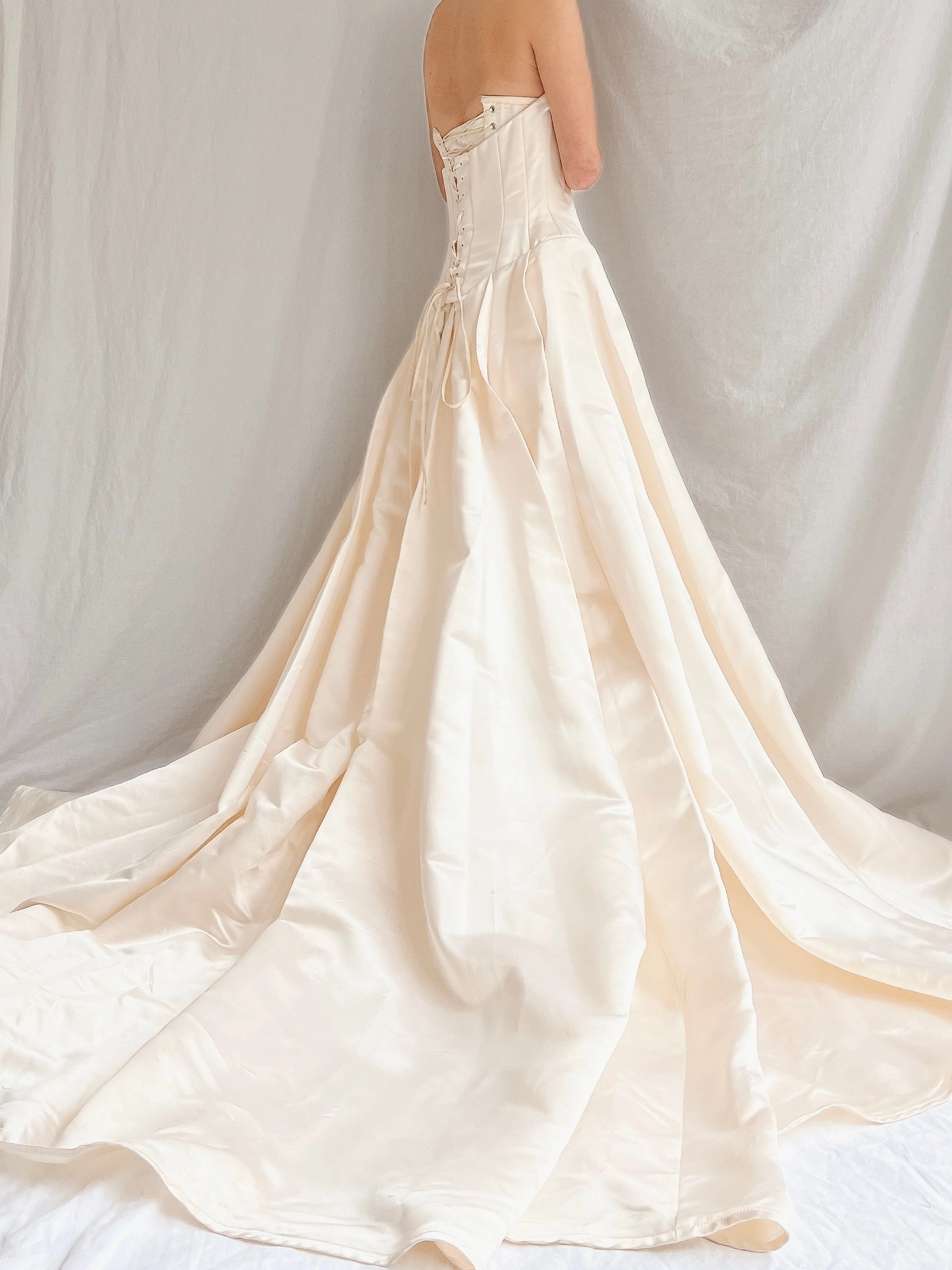 1990s Silk Charmeuse Corset Gown - S/4