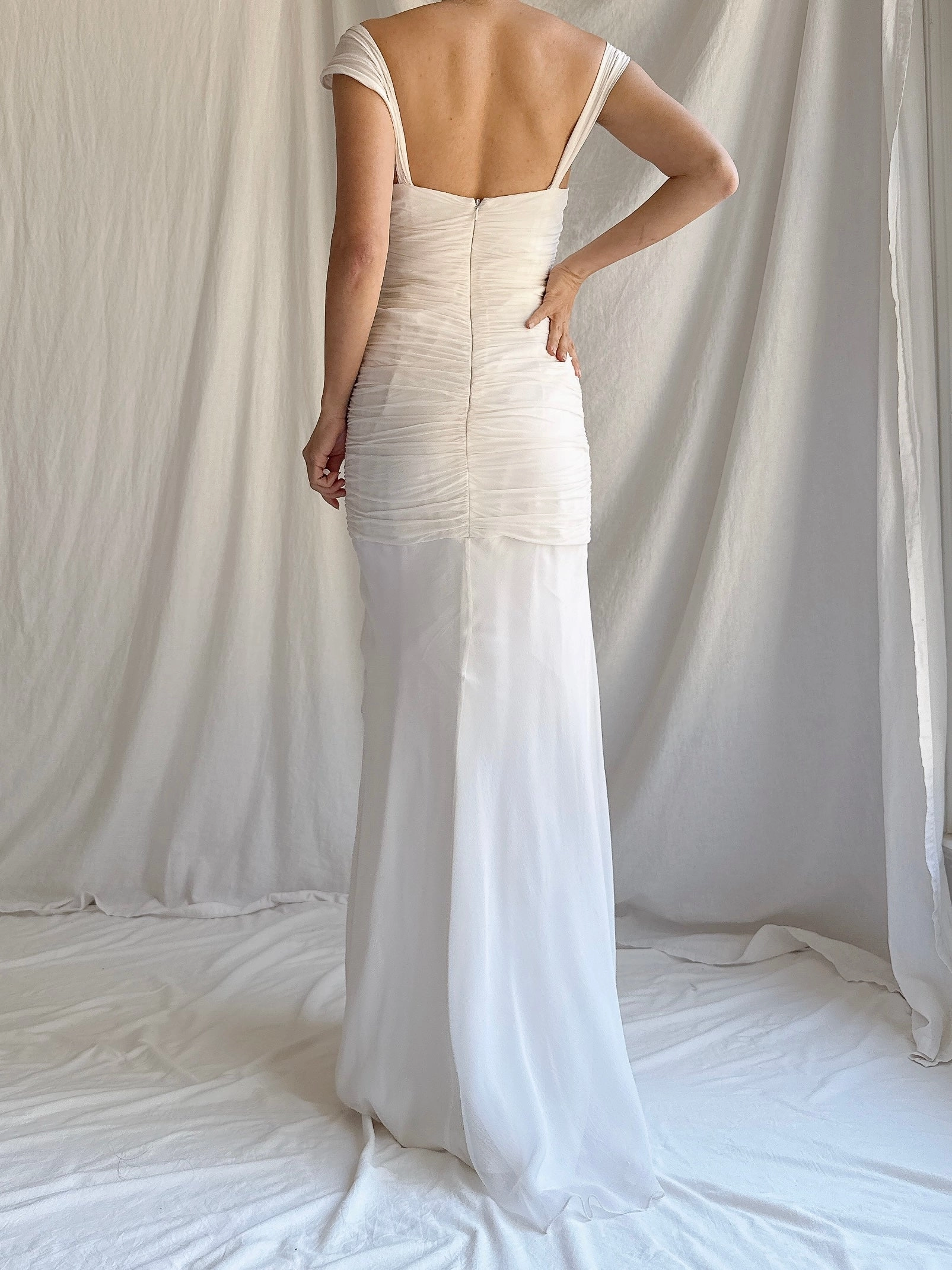 1990s Silk Chiffon Cap Sleeves Dress - XS/2