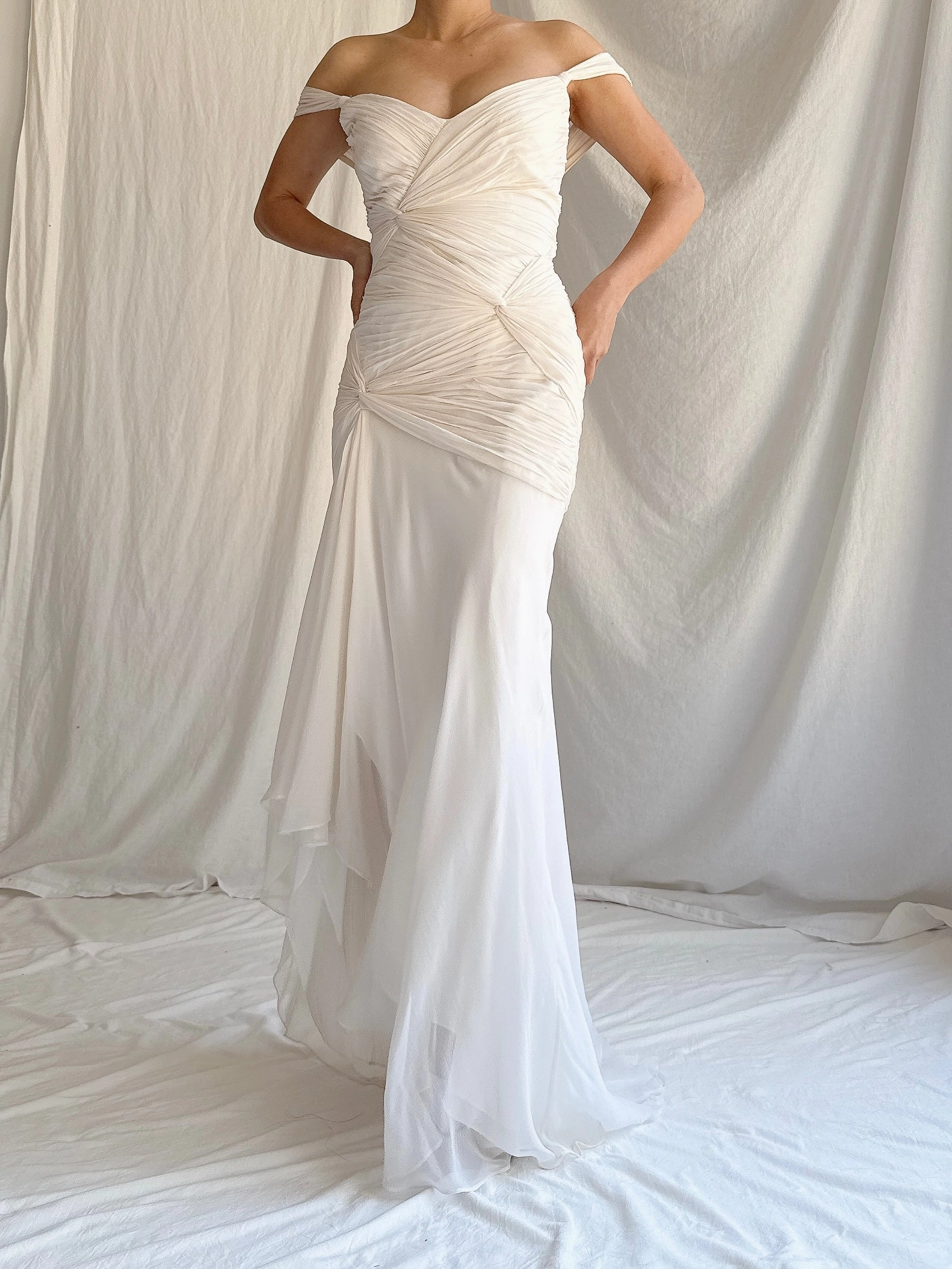 1990s Silk Chiffon Cap Sleeves Dress - XS/2