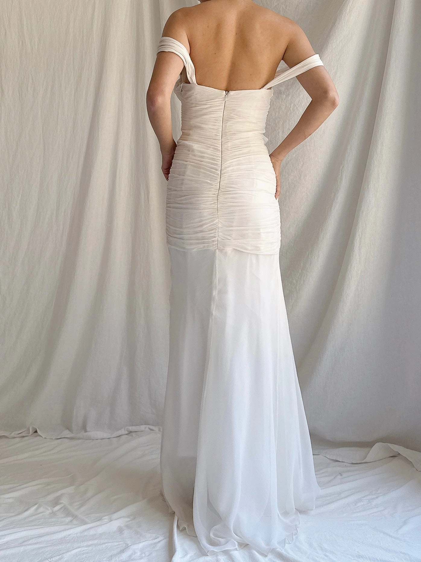 1990s Silk Chiffon Cap Sleeves Dress - XS/2