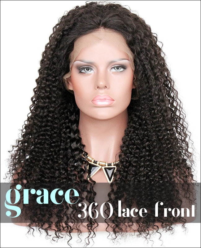 360 Lace Wig：Kinky Curl 150% Thick Density,Pre-plucked Hairline