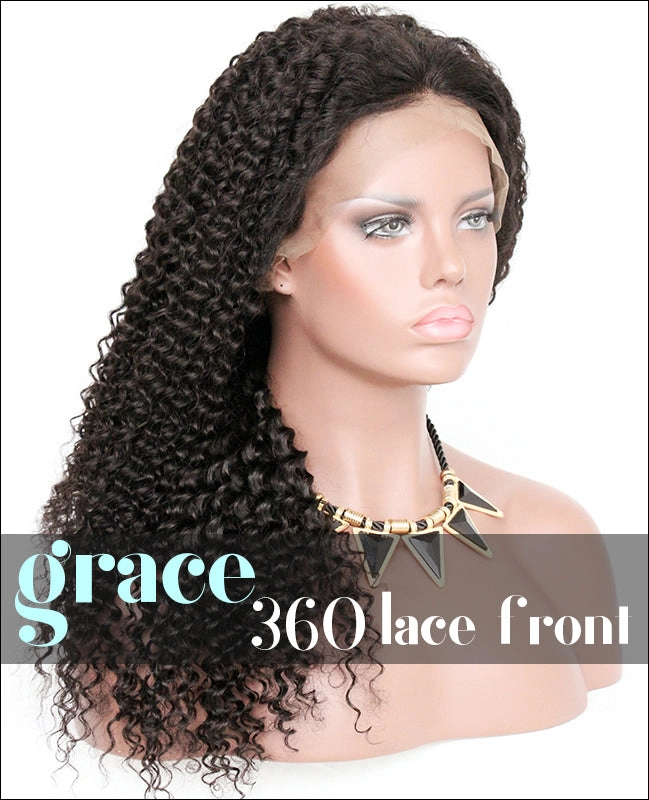 360 Lace Wig：Kinky Curl 150% Thick Density,Pre-plucked Hairline