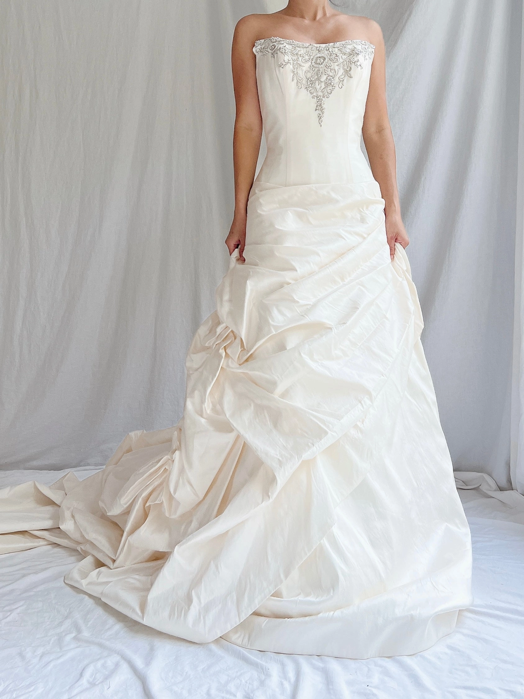 Angelina Faccenda Silk Ruche Gown -  S/4/6