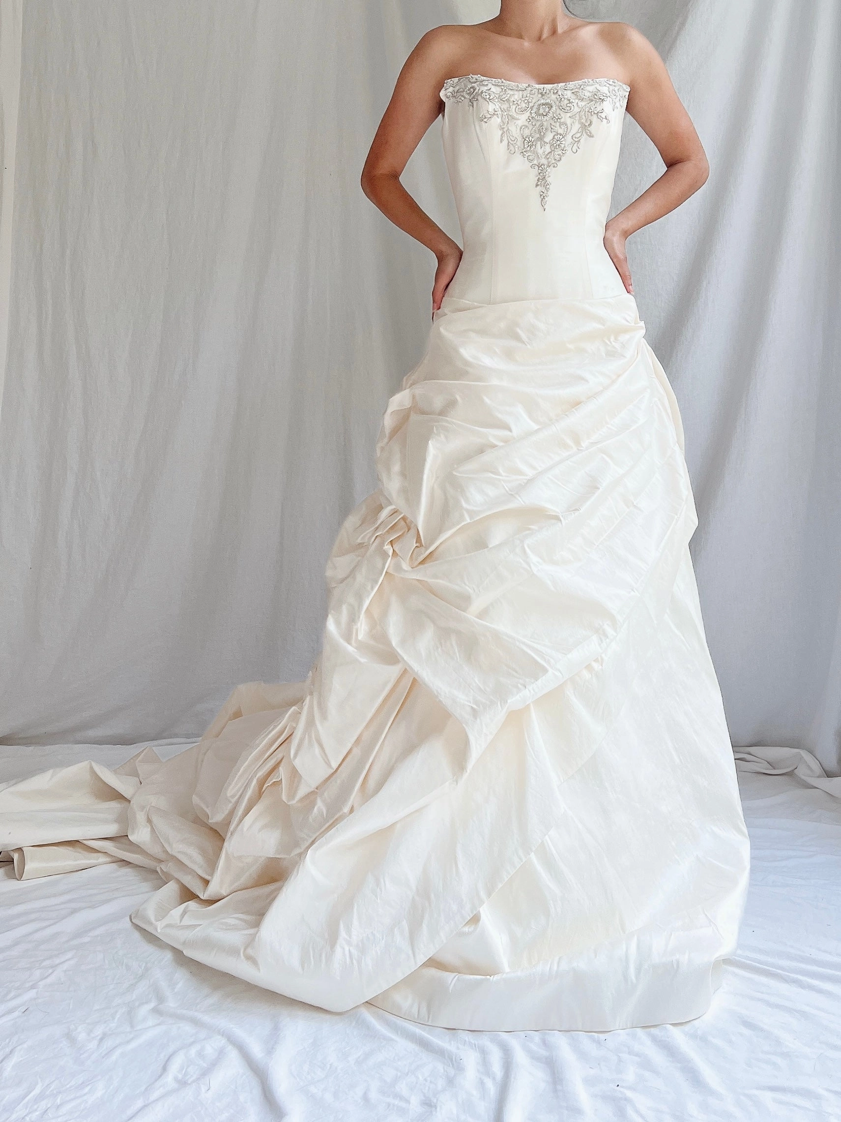 Angelina Faccenda Silk Ruche Gown -  S/4/6