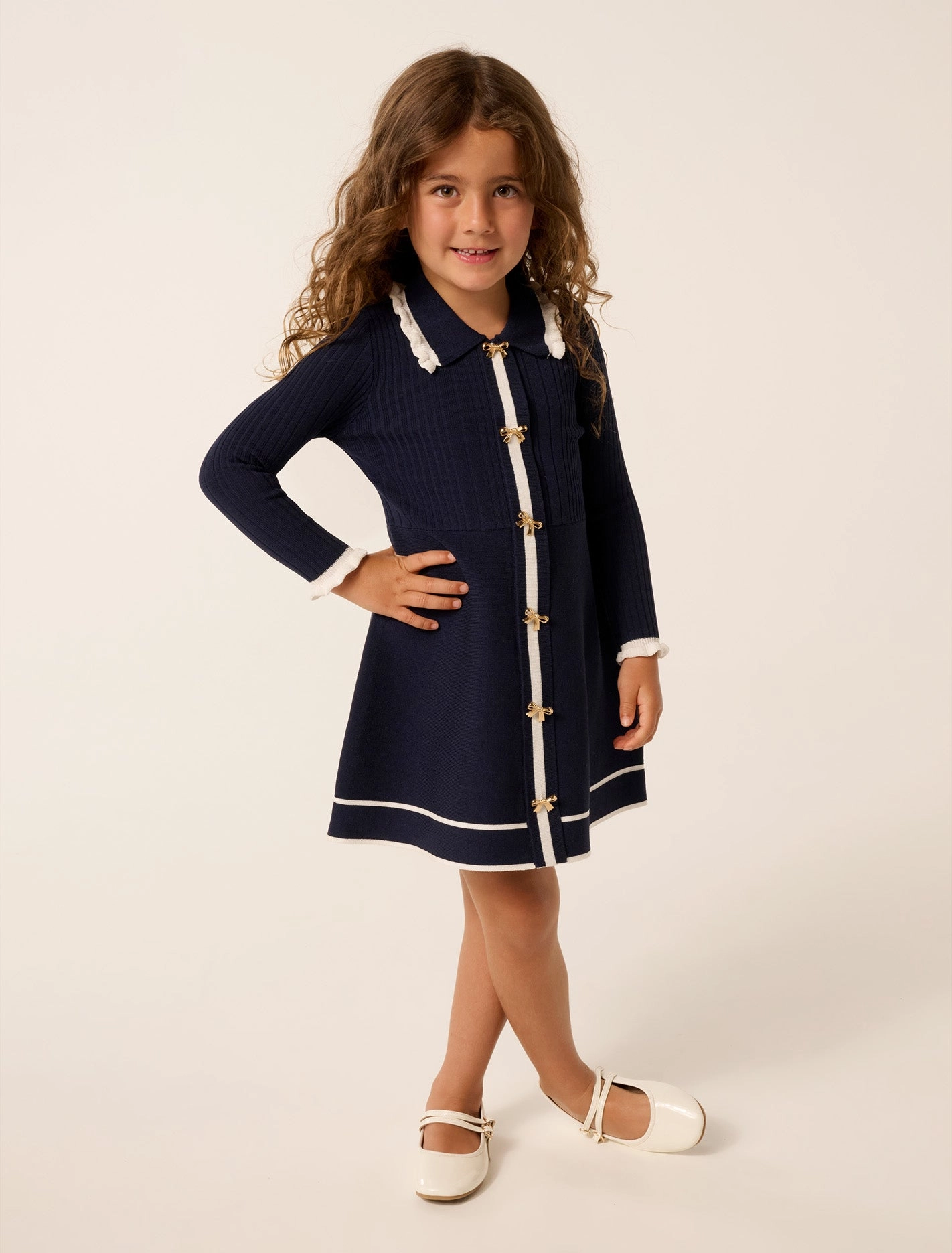 Aubrey Girls Collared Knit Dress