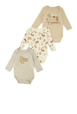 Baby Boys 0-9M Beary Cute and Smart Graphic Bodysuits 3 Pack