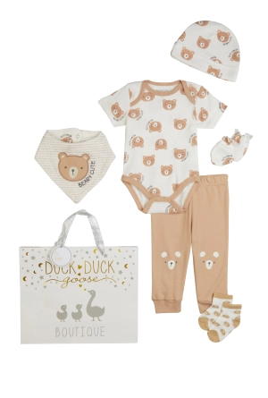Baby Boys 0-9M Beary Cute Bodysuit and Joggers with Hat Gift Set
