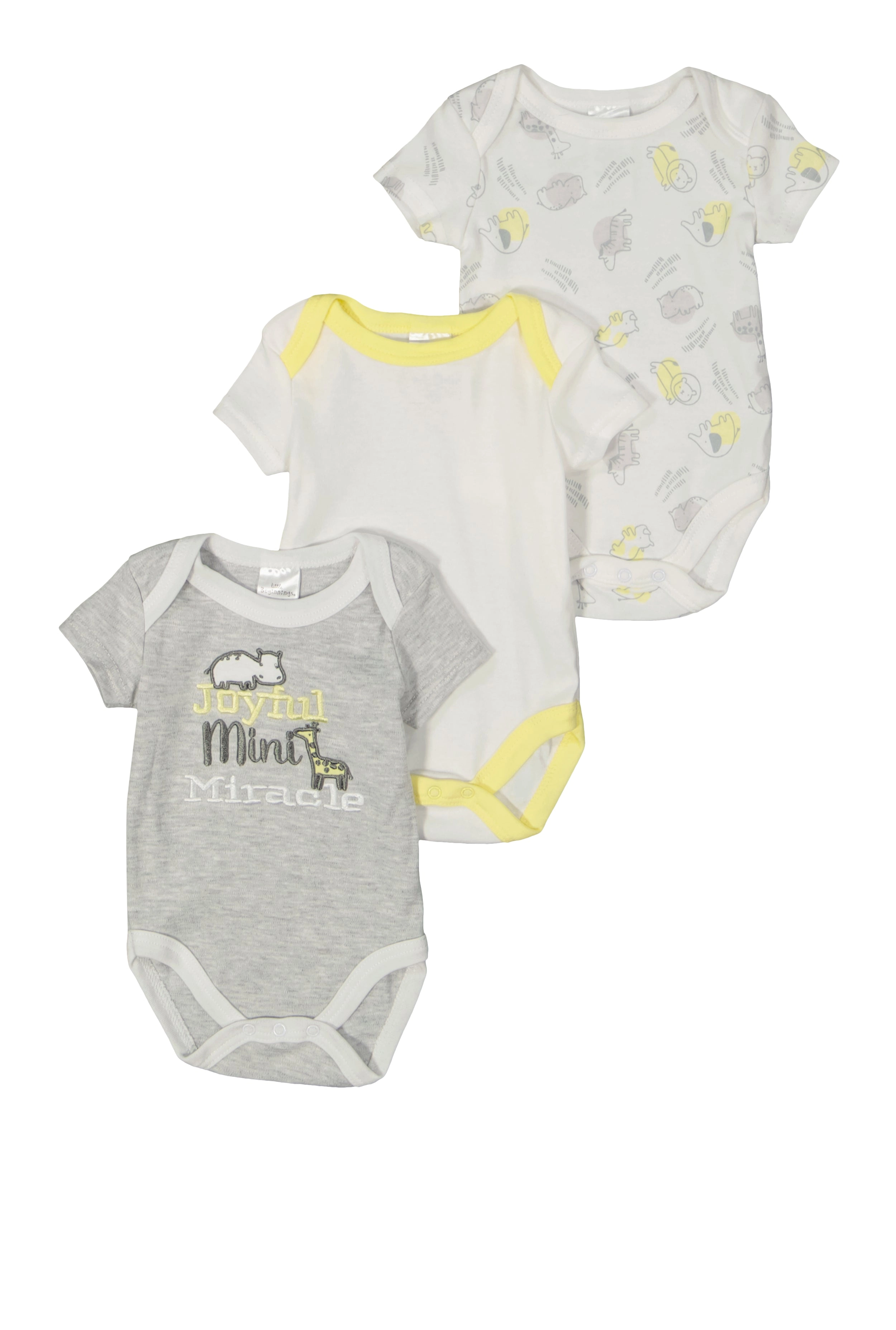 Baby Boys 0-9M Joyful Mini Miracle Graphic Bodysuits 3 Pack