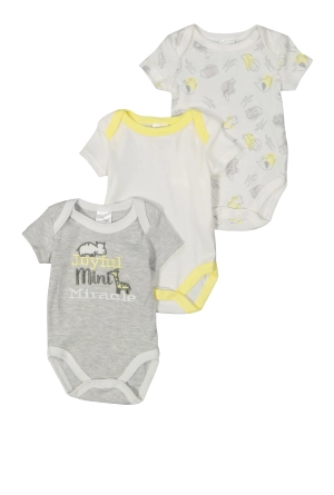 Baby Boys 0-9M Joyful Mini Miracle Graphic Bodysuits 3 Pack