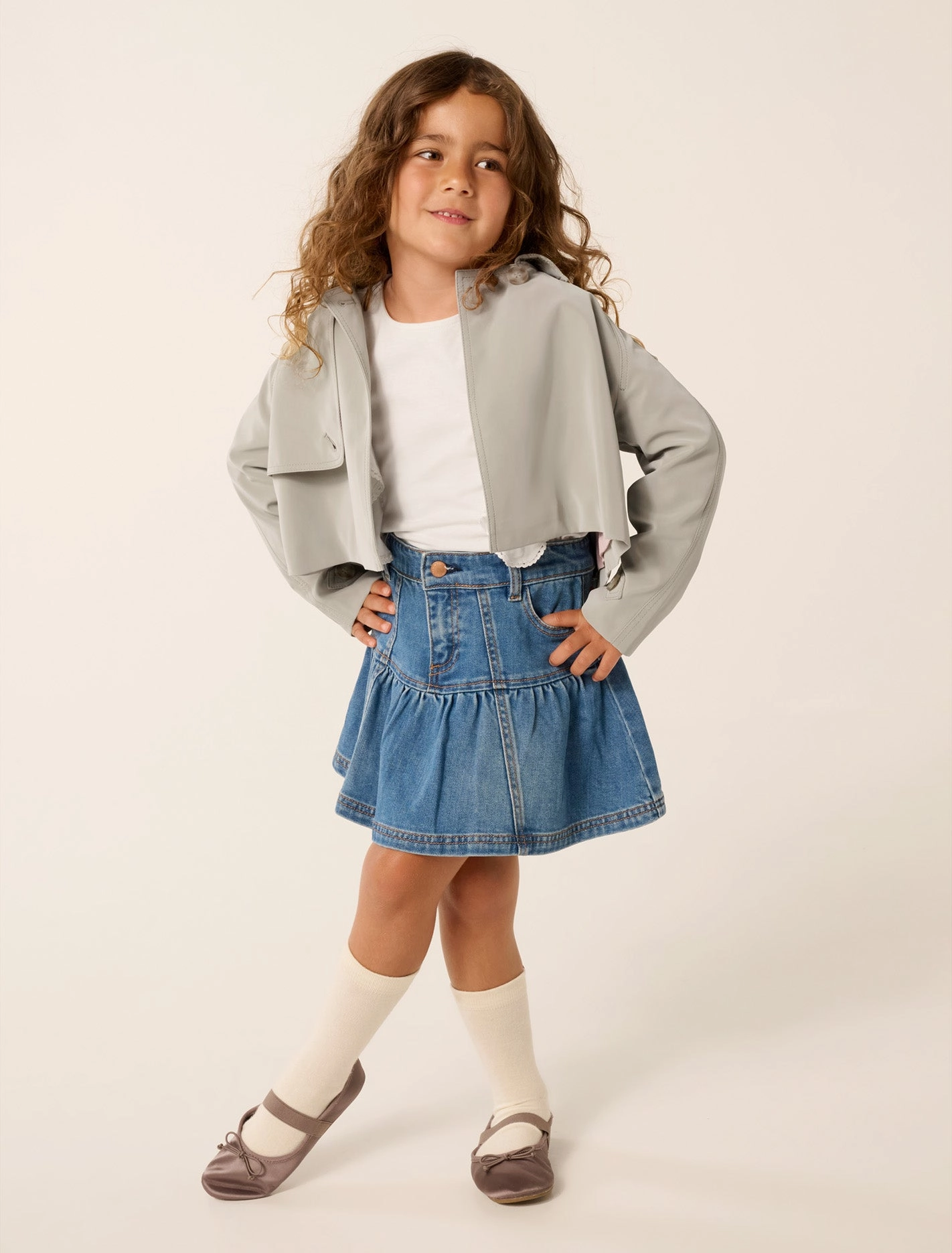 Brielle Girls Cropped Trench Coat