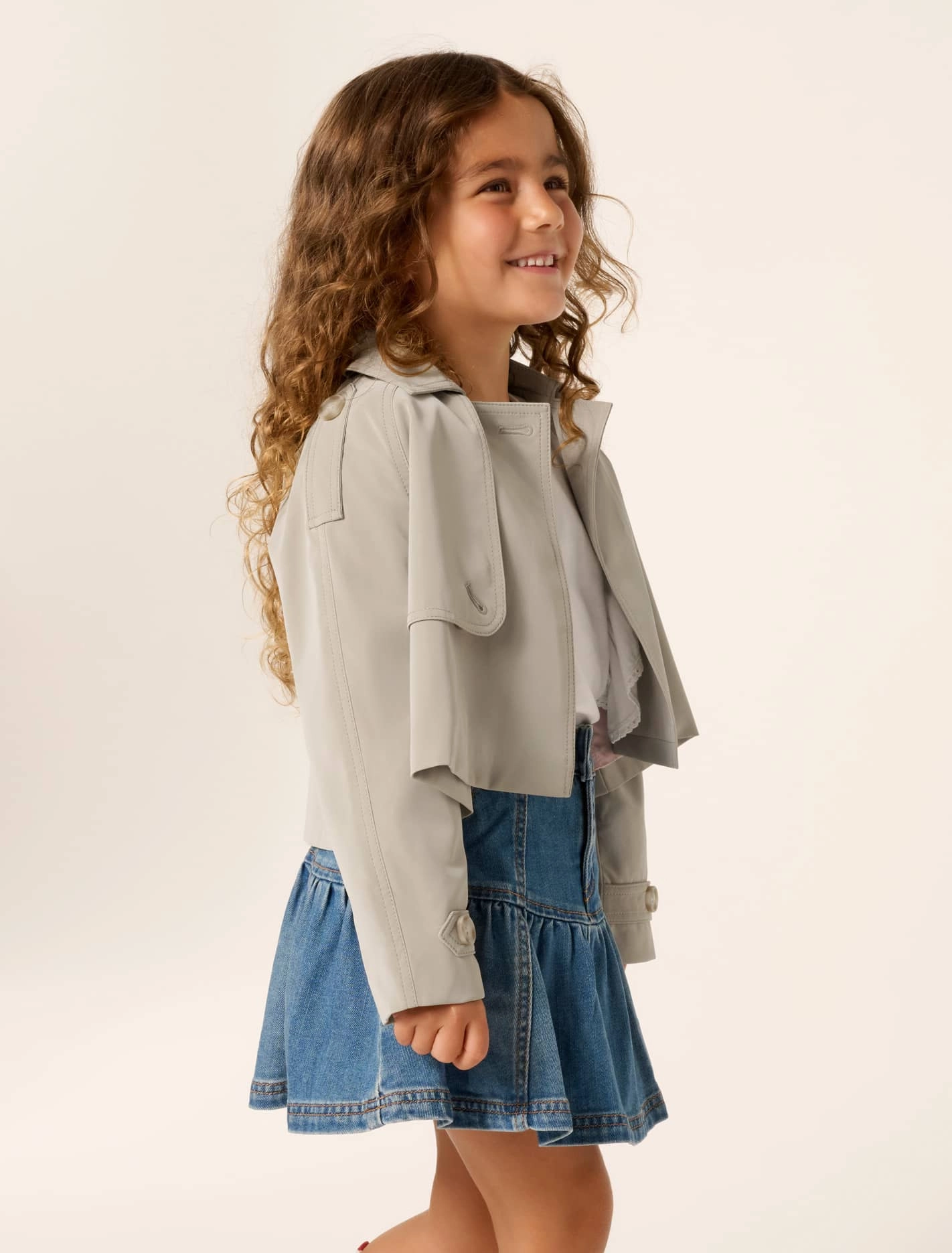 Brielle Girls Cropped Trench Coat