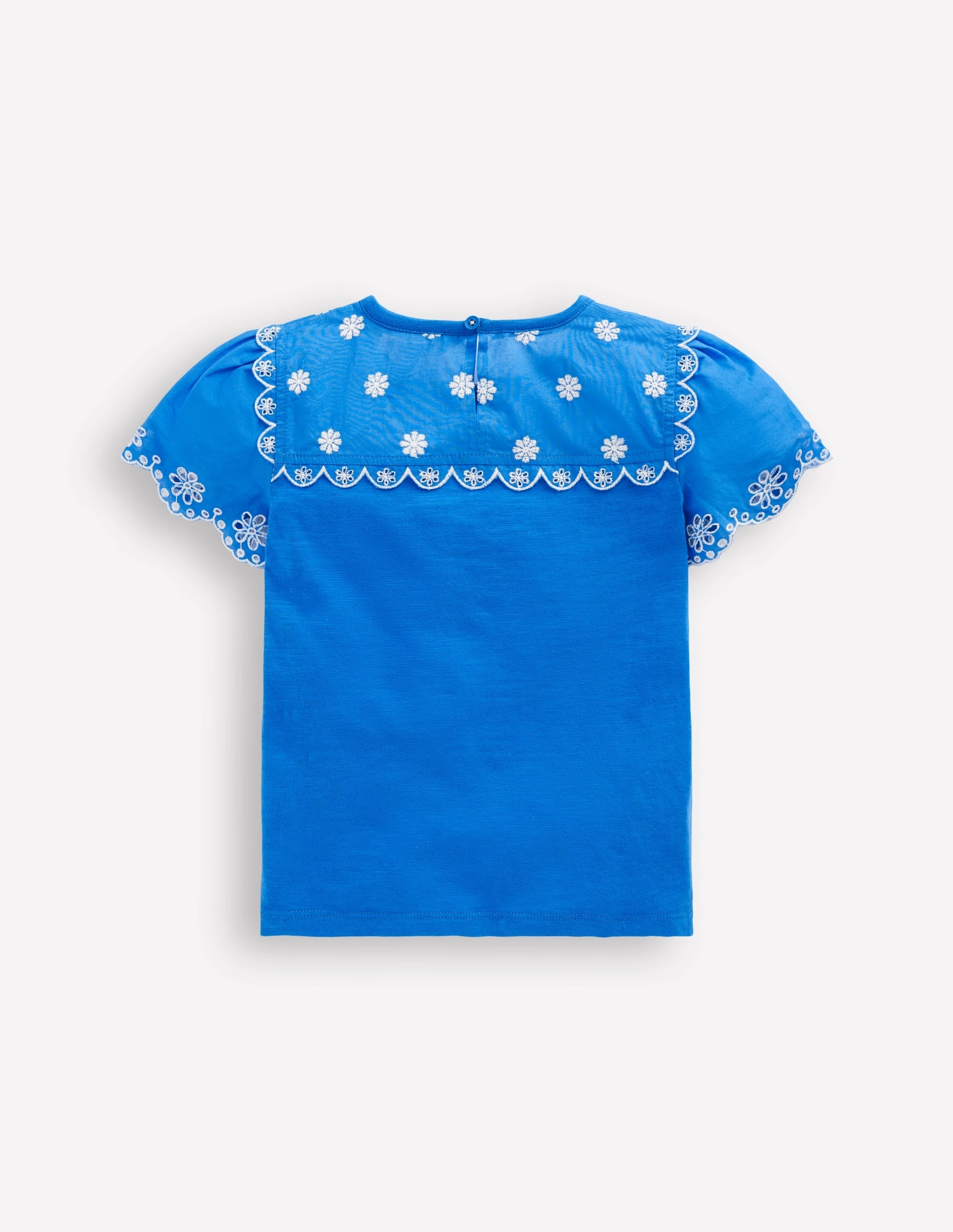 Broderie Sleeve Tee-Kingfisher Blue