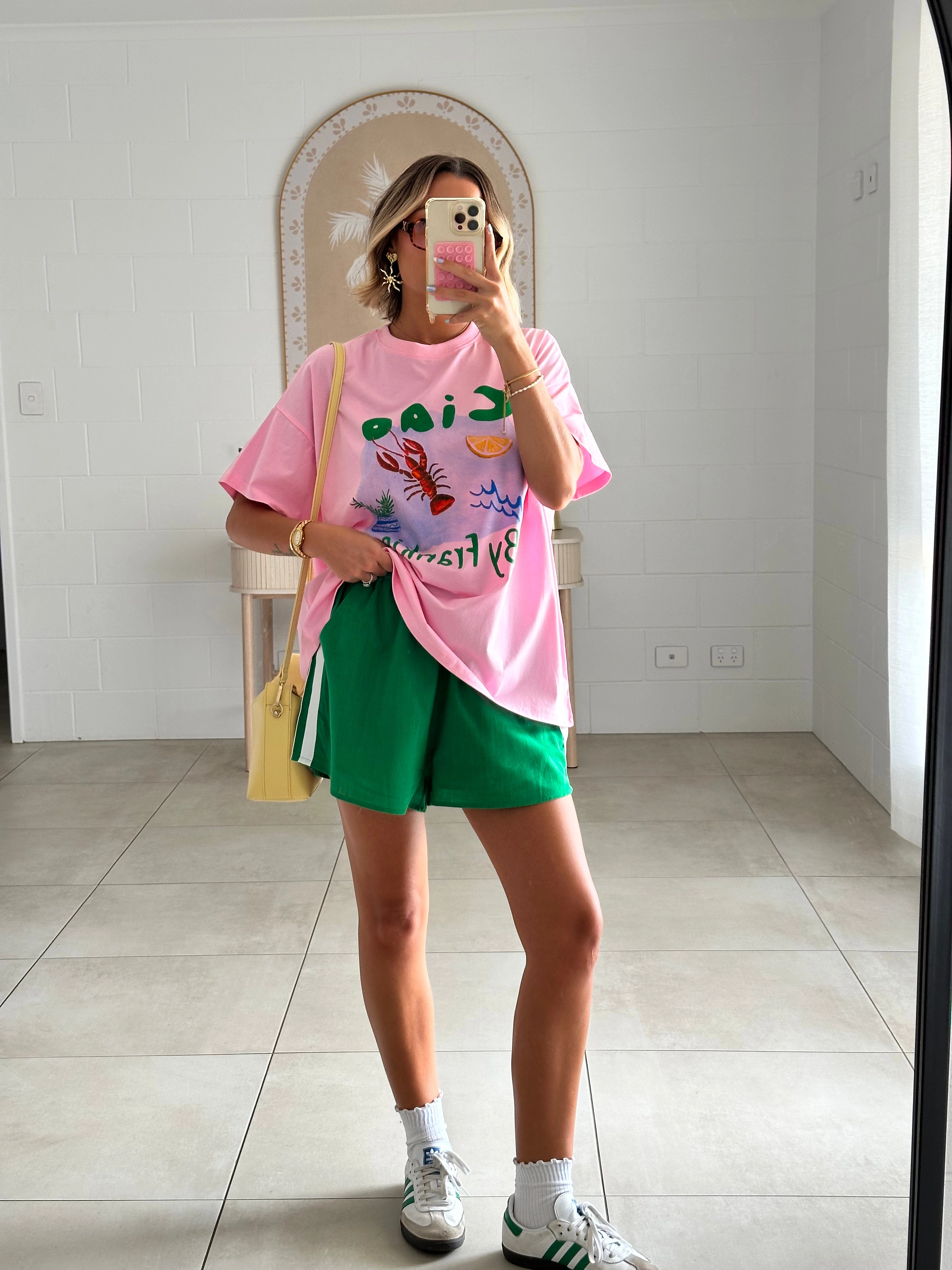 Ciao By Frankie Top and Shorts Set - Pink/Green