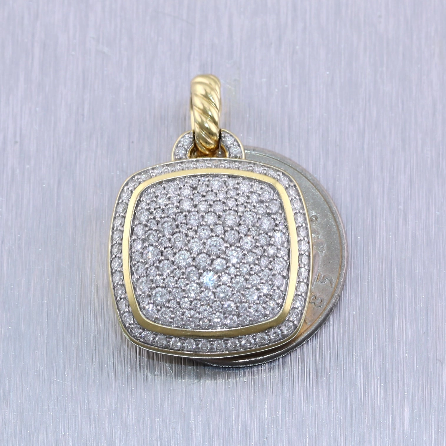 David Yurman 18k Yellow Gold 1.59ctw Pavé Diamonds Albion Pendant