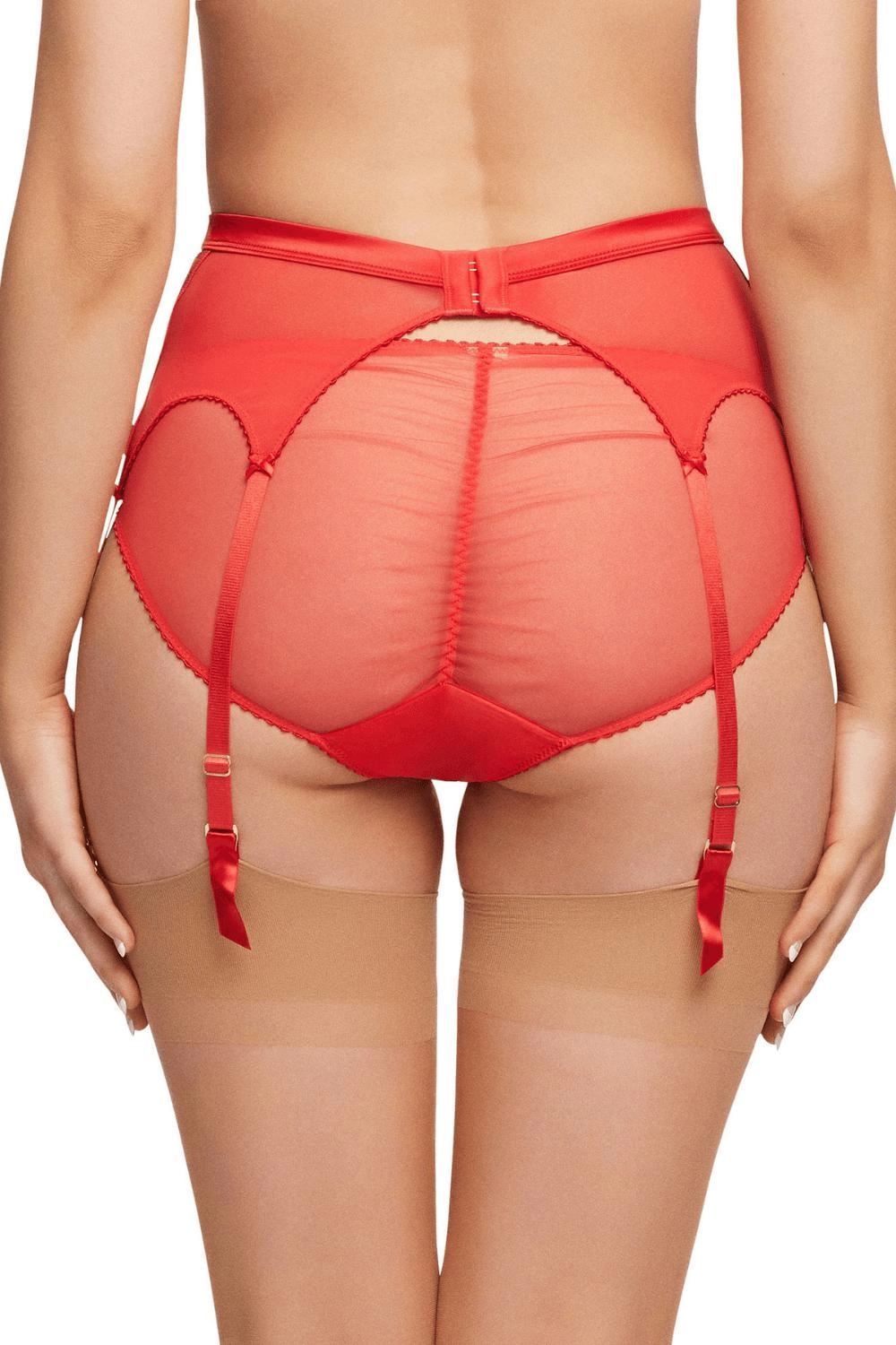 Dita Von Teese Julie's Roses Sheer Suspender Belt Roses Red