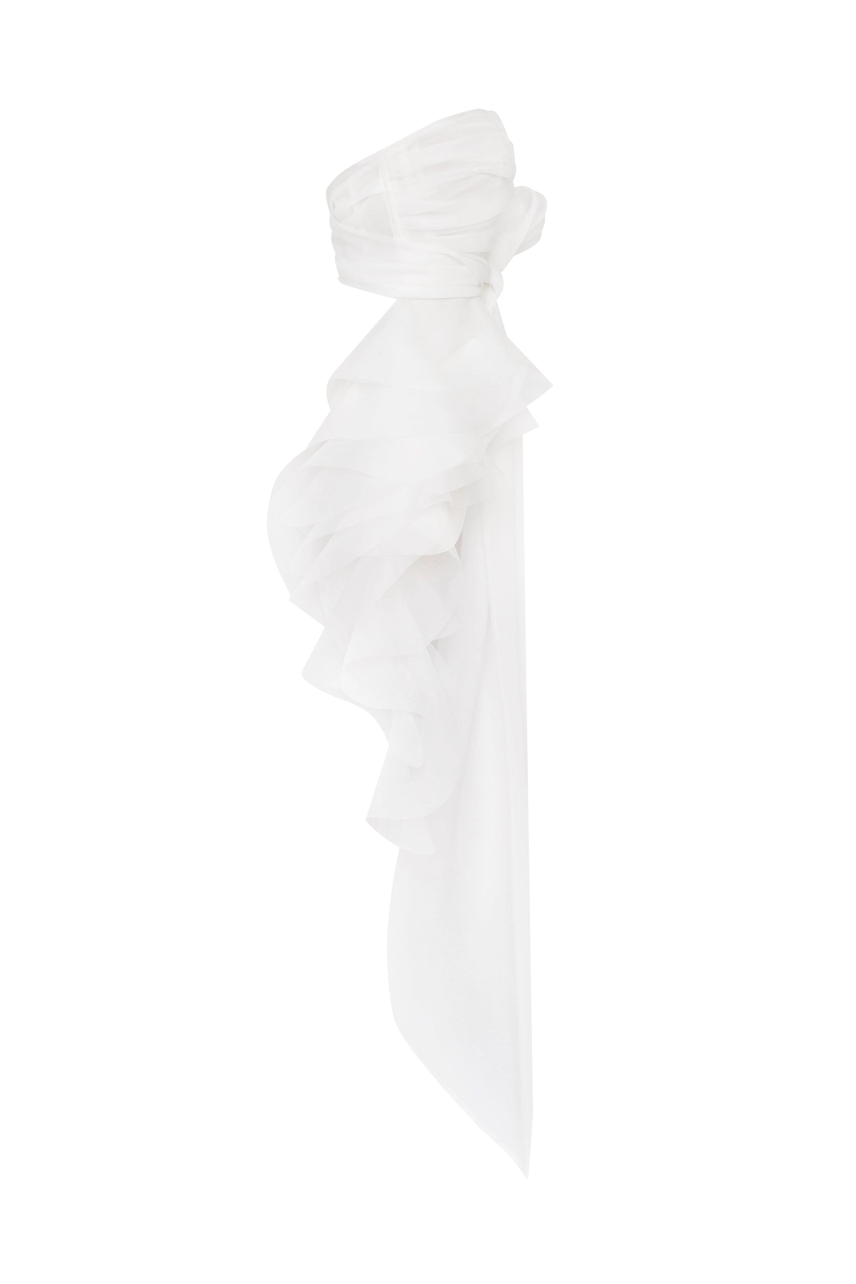 Dreamy blouse with meringue flounces in white, Midnight Walk