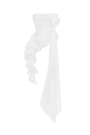 Dreamy blouse with meringue flounces in white, Midnight Walk