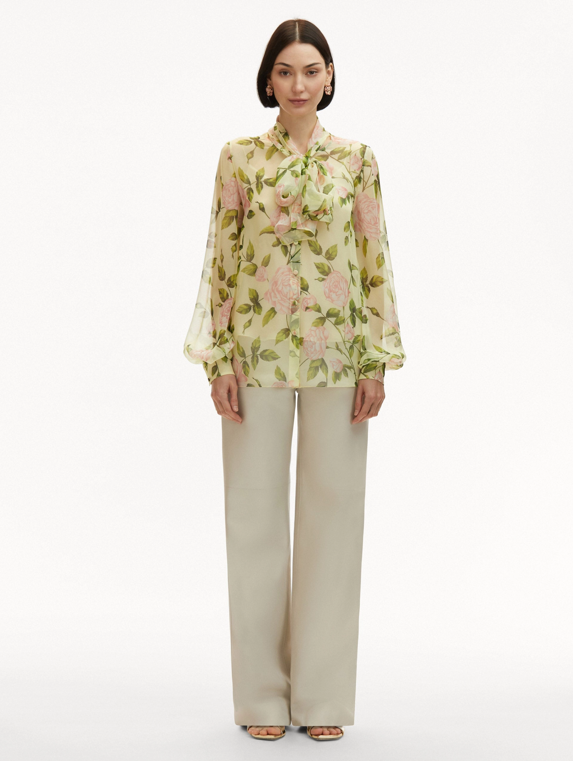 English Rose Silk Chiffon Blouse