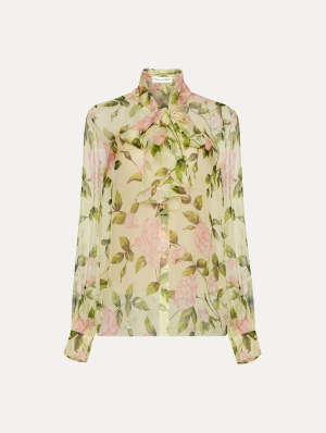 English Rose Silk Chiffon Blouse