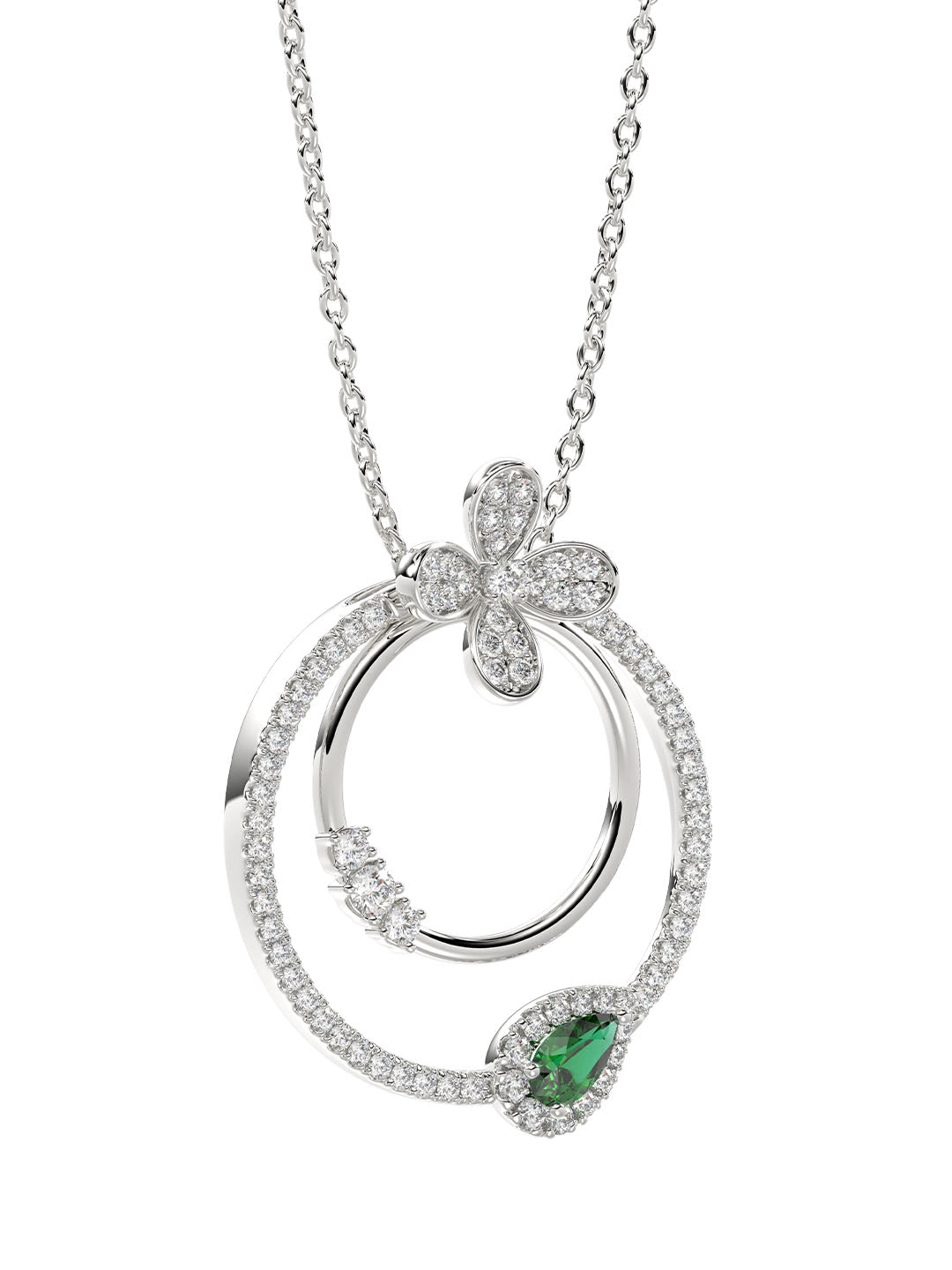 Floral White Gold Pendant Necklace